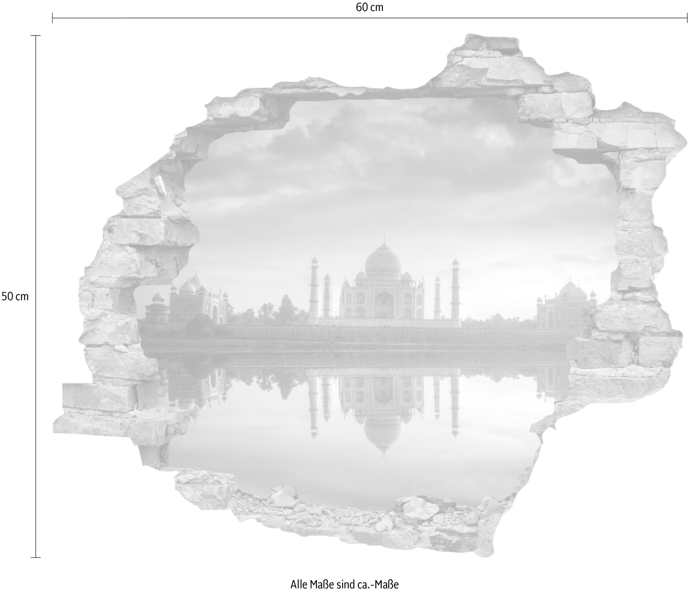 queence Wandtattoo »Taj Mahal«, (1 St.), Wandsticker, Wandbild, selbstklebend, 3D, Wanddurchbruch