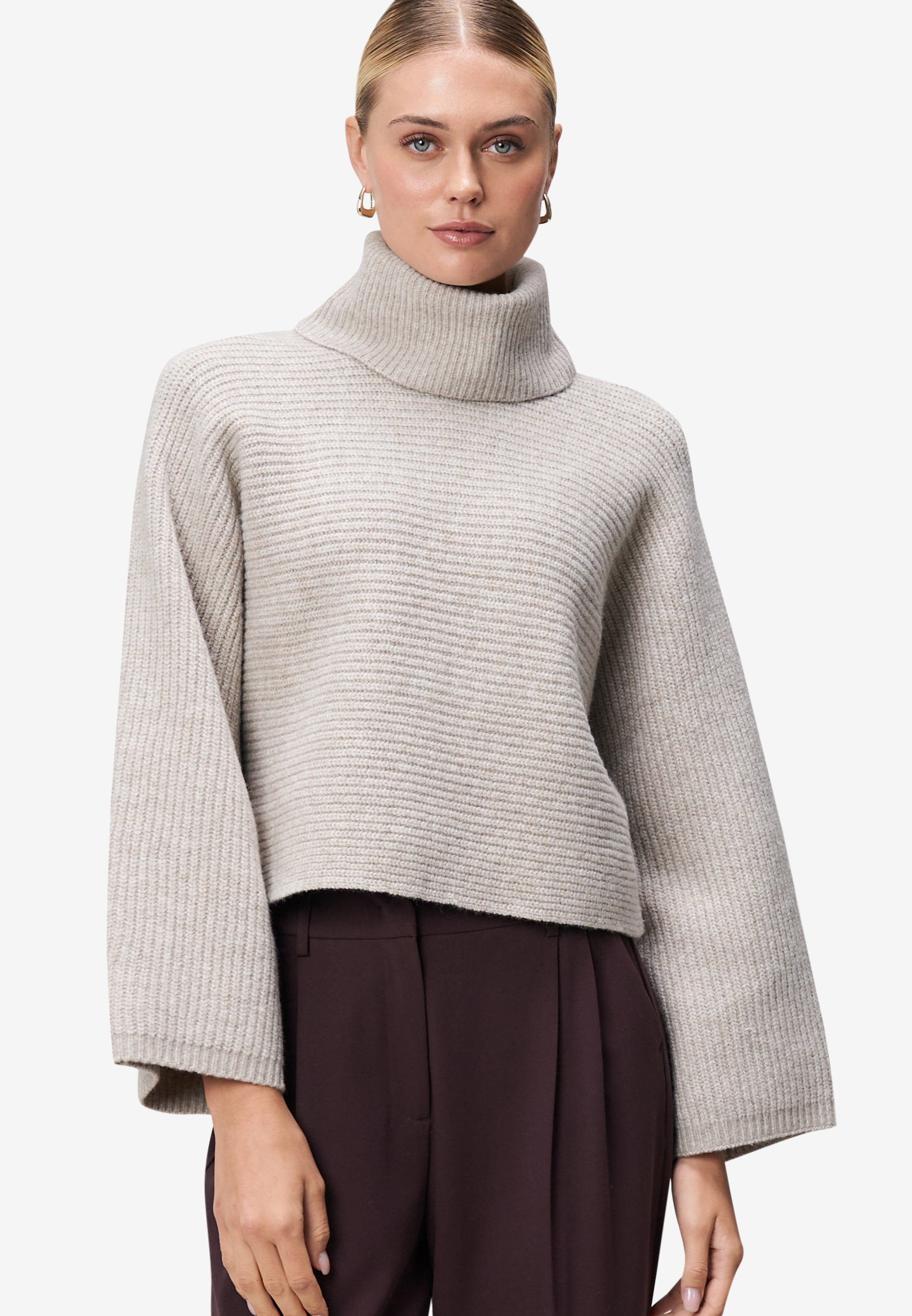 Zero Rollkragenpullover Winterpullover mit Fledermausärmeln