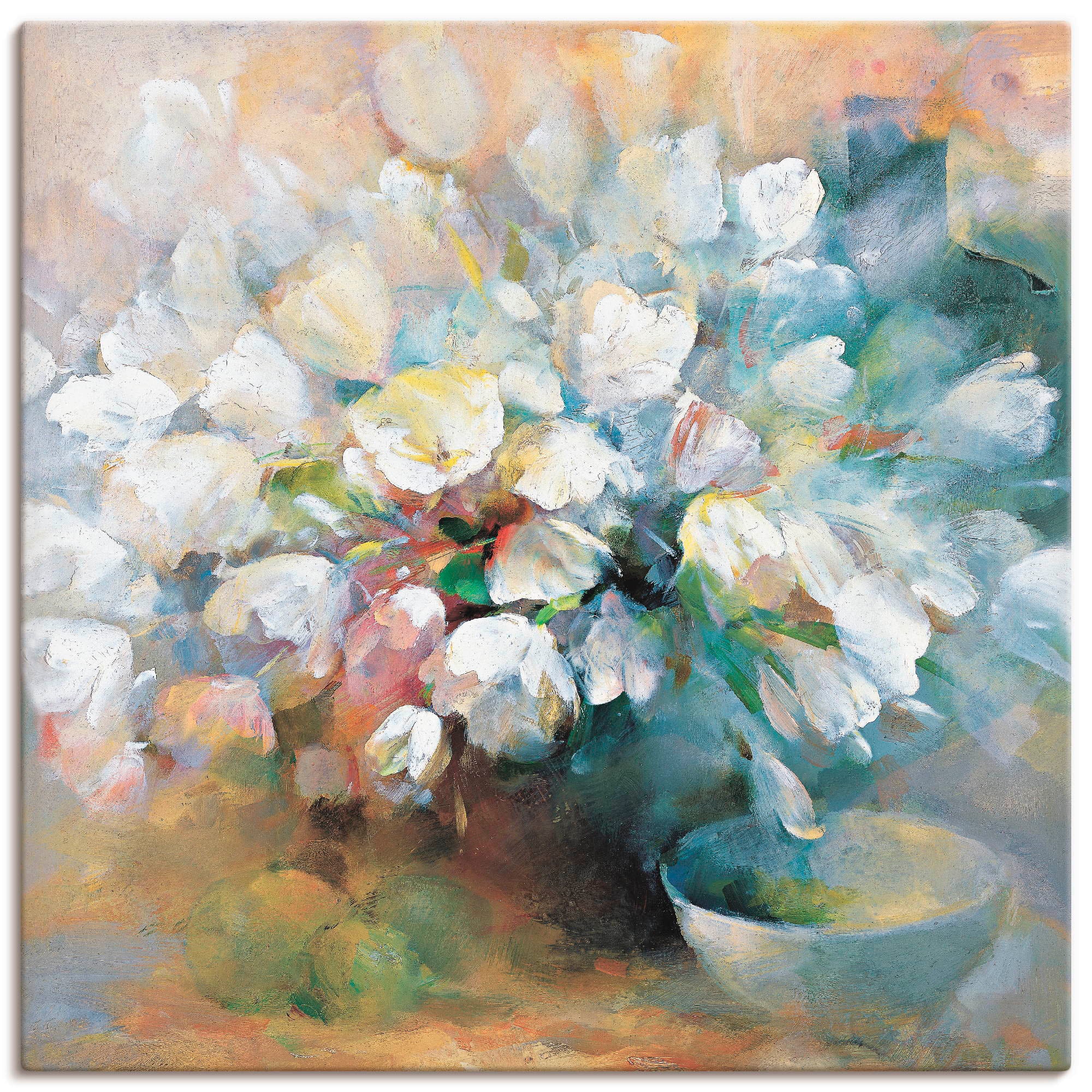 Leinwandbild »Strahlend weiße Tulpen I«, Blumen, (1 St.), auf Keilrahmen gespannt