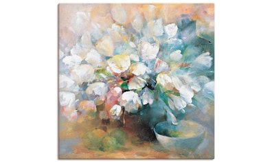 Leinwandbild »Strahlend weiße Tulpen I«, Blumen, (1 St.), auf Keilrahmen gespannt