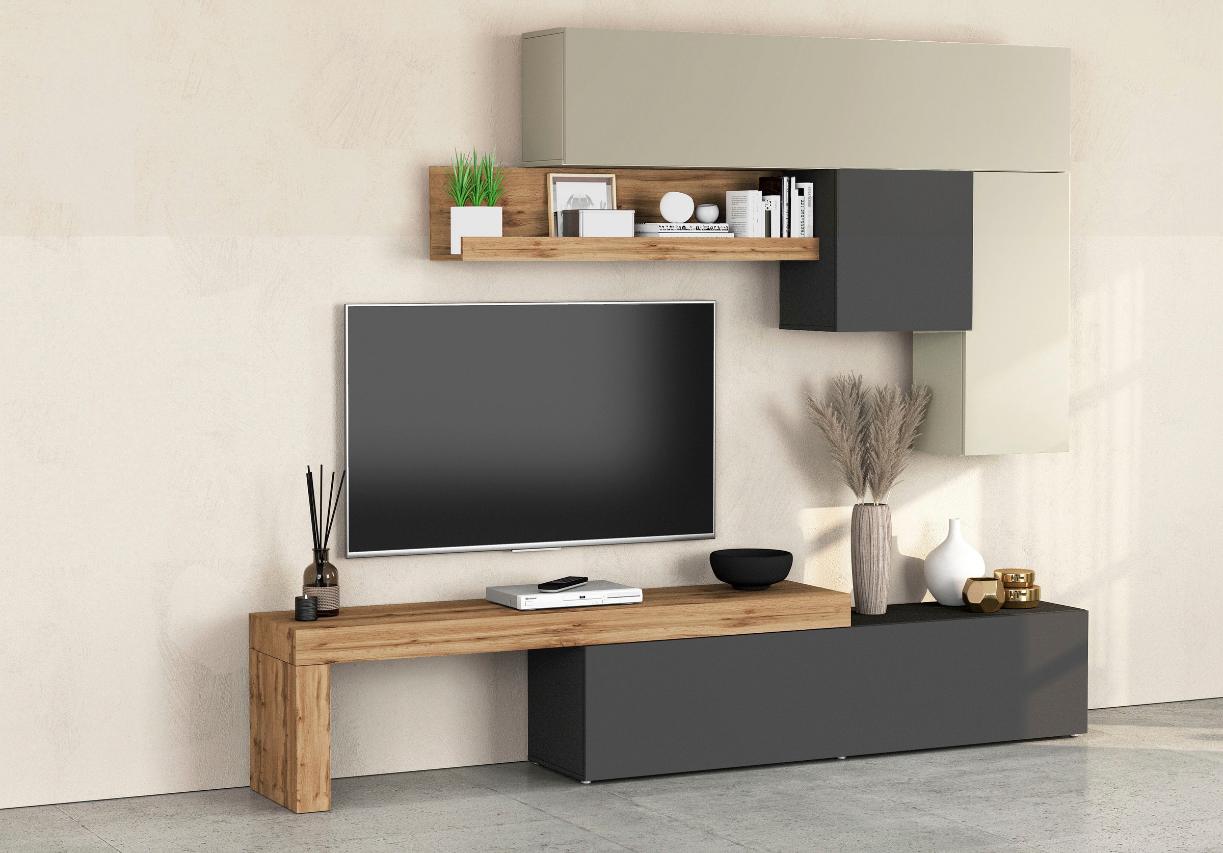 OTTO home Wohnwand "Chronos Wohnwand, Medienwand, 5-er set" Set, 5 Stk. tlg.