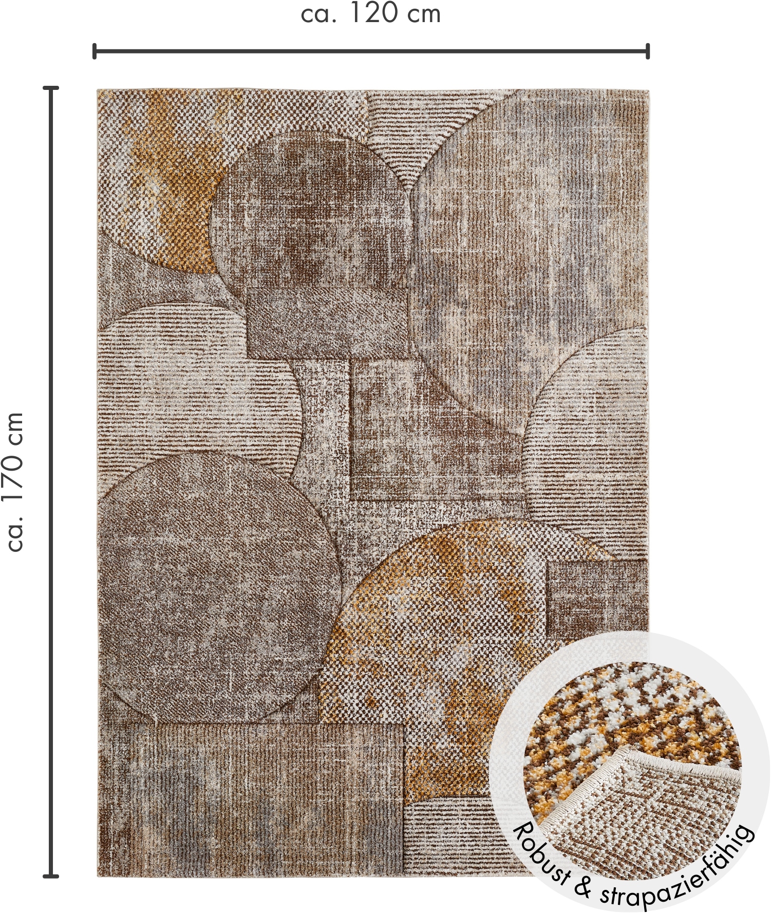 LUXOR living Teppich »Toronto«, rechteckig, 12 mm Höhe, Kurzflor, modernes Patchwork-Design, Hoch-Tief Struktur, Wohnzimmer