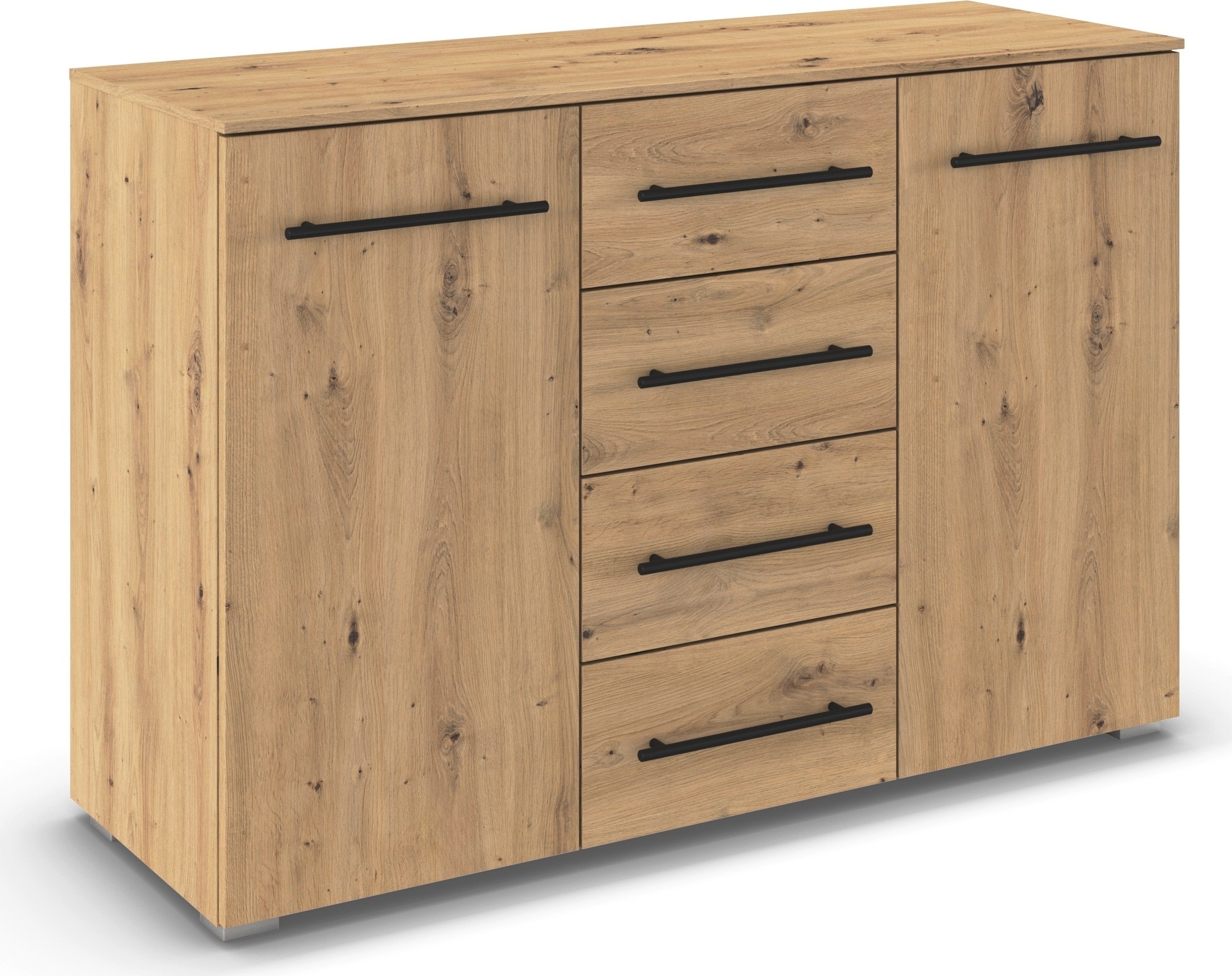 OTTO home Kombikommode "Highboard Sideboard Schubladenkommode Kommode Schlafzimmer AVOLA" Breite 120 cm inkl. SOFT-CLOSE-FUNKTION mit Dekorfront, vier große Schubladen und 2 Türen, mit 4 Einlegeböden MADE IN GERMANY