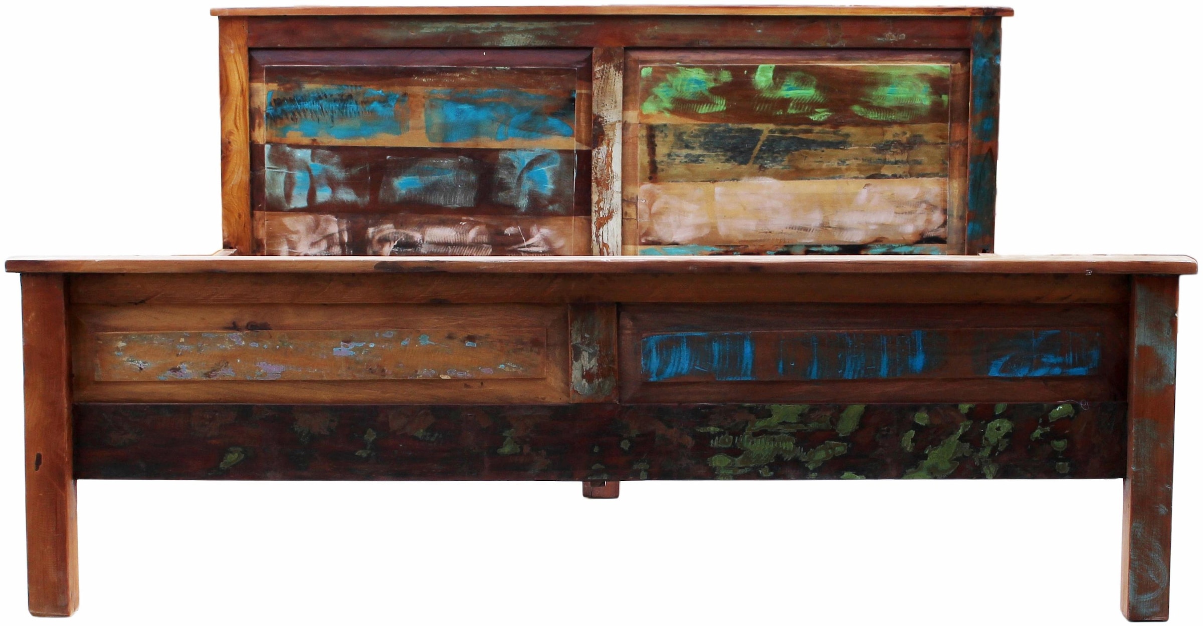 SIT Massivholzbett »Riverboat«, aus recyceltem Altholz, Shabby Chic, Vintage