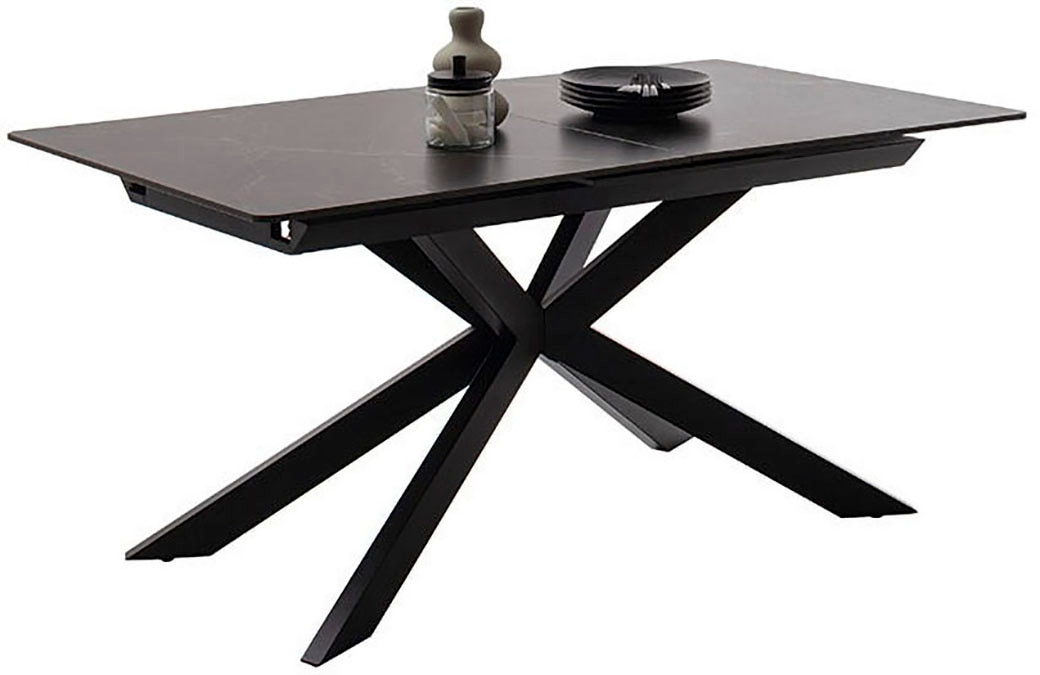 MCA furniture Esstisch »BONANZA Auszugstisch 160-200 cm marmoriert«, (Einzelstück), Keramik,Metall, Marmor-Optik, Synchronauszug, ausziehbar, 6-8 Personen