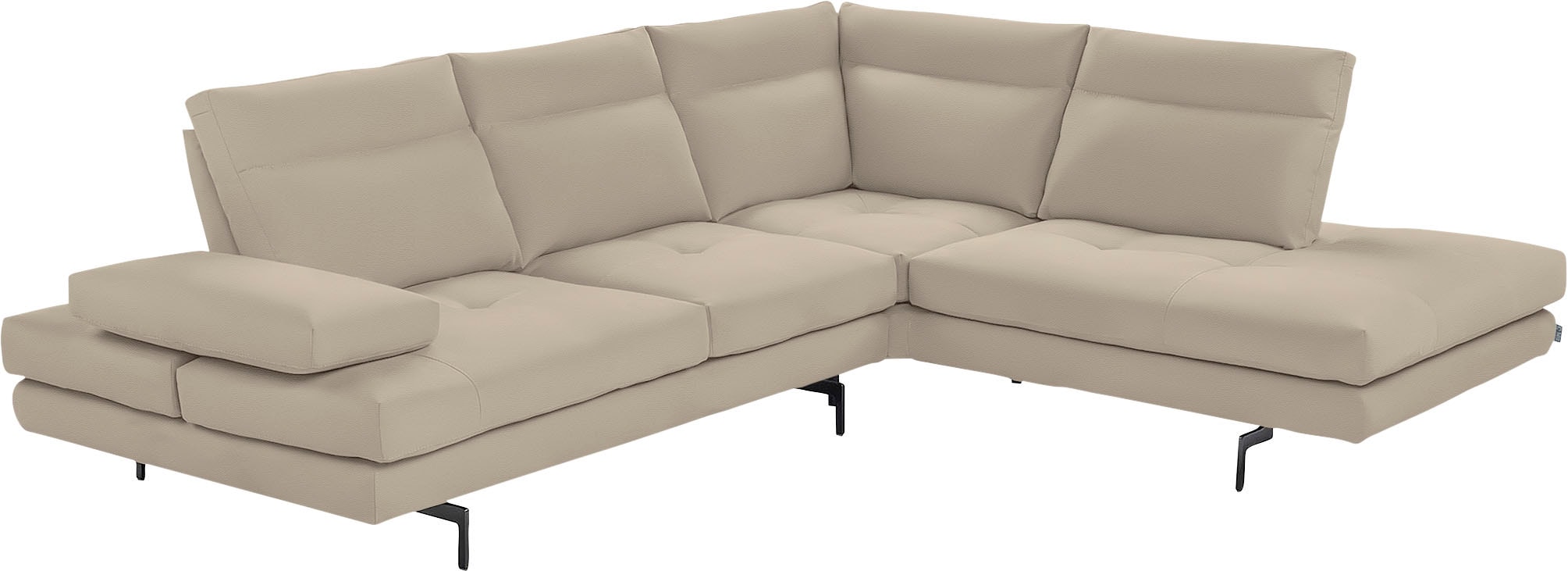 CALIA ITALIA Ecksofa "Toby Wing, B/T: 288/232 cm, Designsofa mit sensationellem Sitzkomfort" L-Form, Sitztiefenverstellung, funktionale Ecke, Füße in schwarz matt