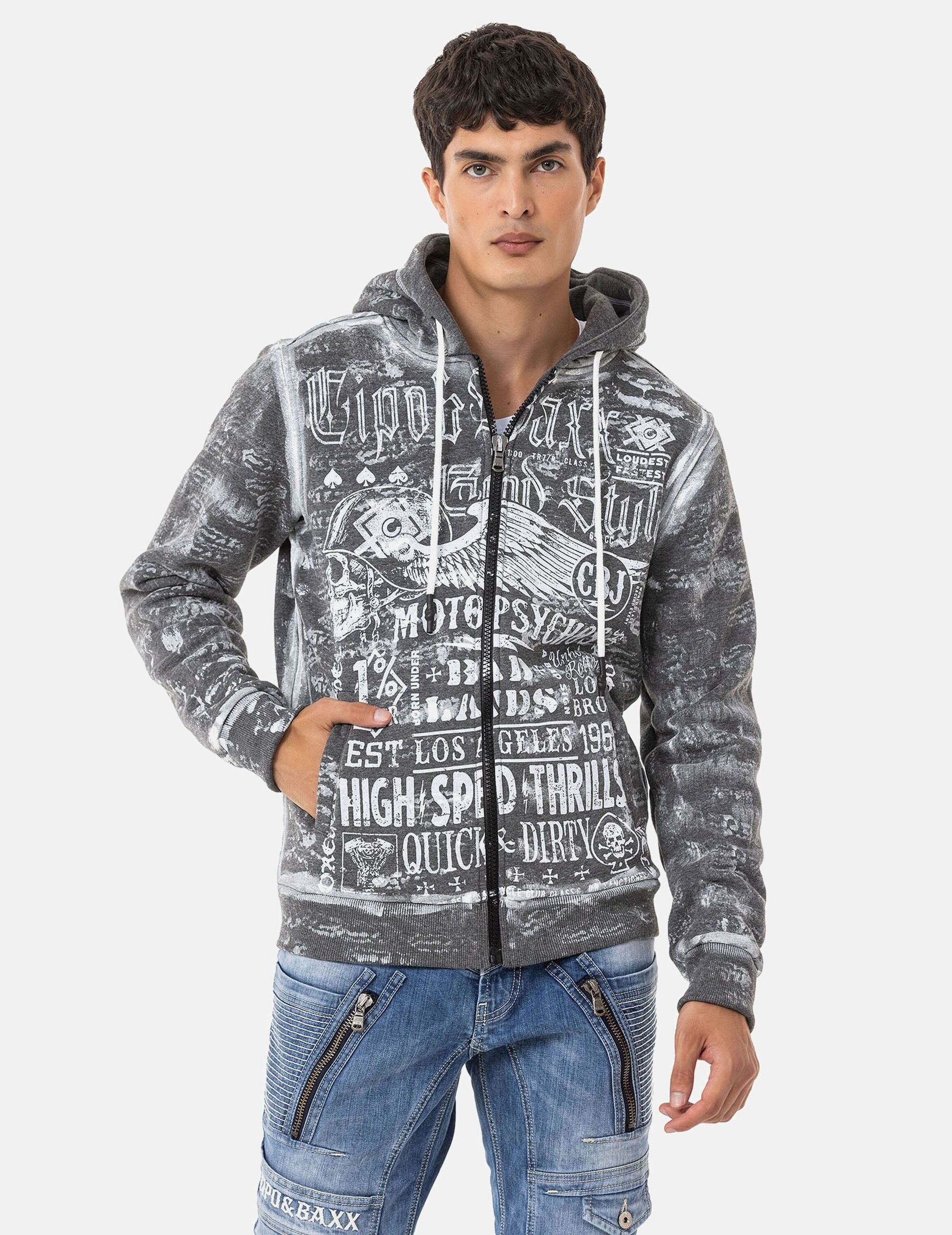 Cipo & Baxx Sweatjacke "Jacken" 1 Stk. tlg. mit auffälligem Print, CL544 günstig online kaufen