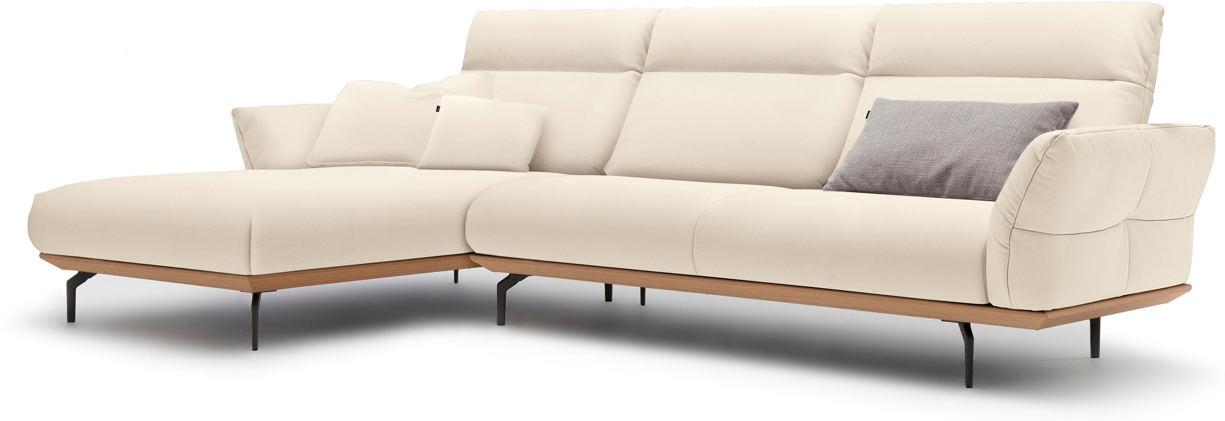 Creation BY ROLF BENZ Ecksofa »CR.460«, Sockel in Eiche, Winkelfüße in Umbragrau, Breite 318 cm