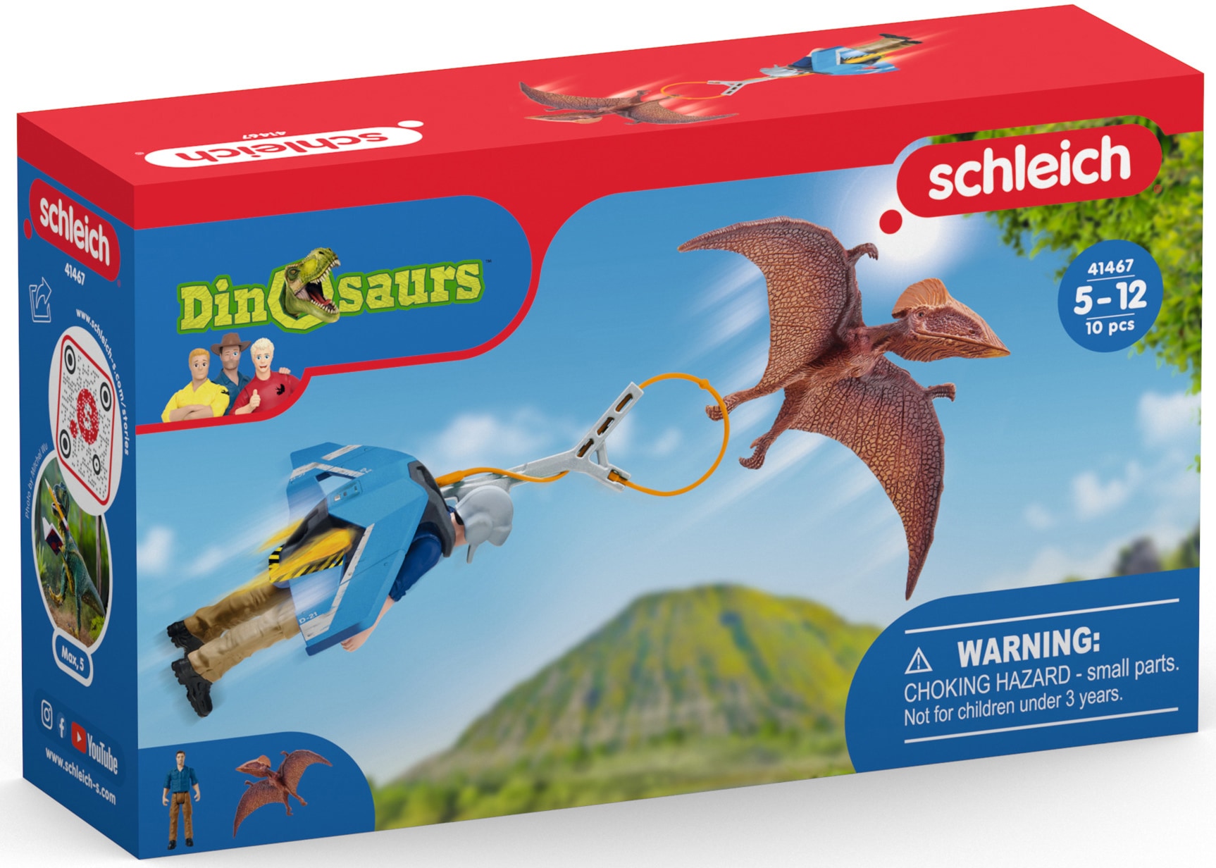 Schleich® Spielfigur »DINOSAURS, Jetpack Verfolgung (41467)«, mit besonderem Flugsaurier