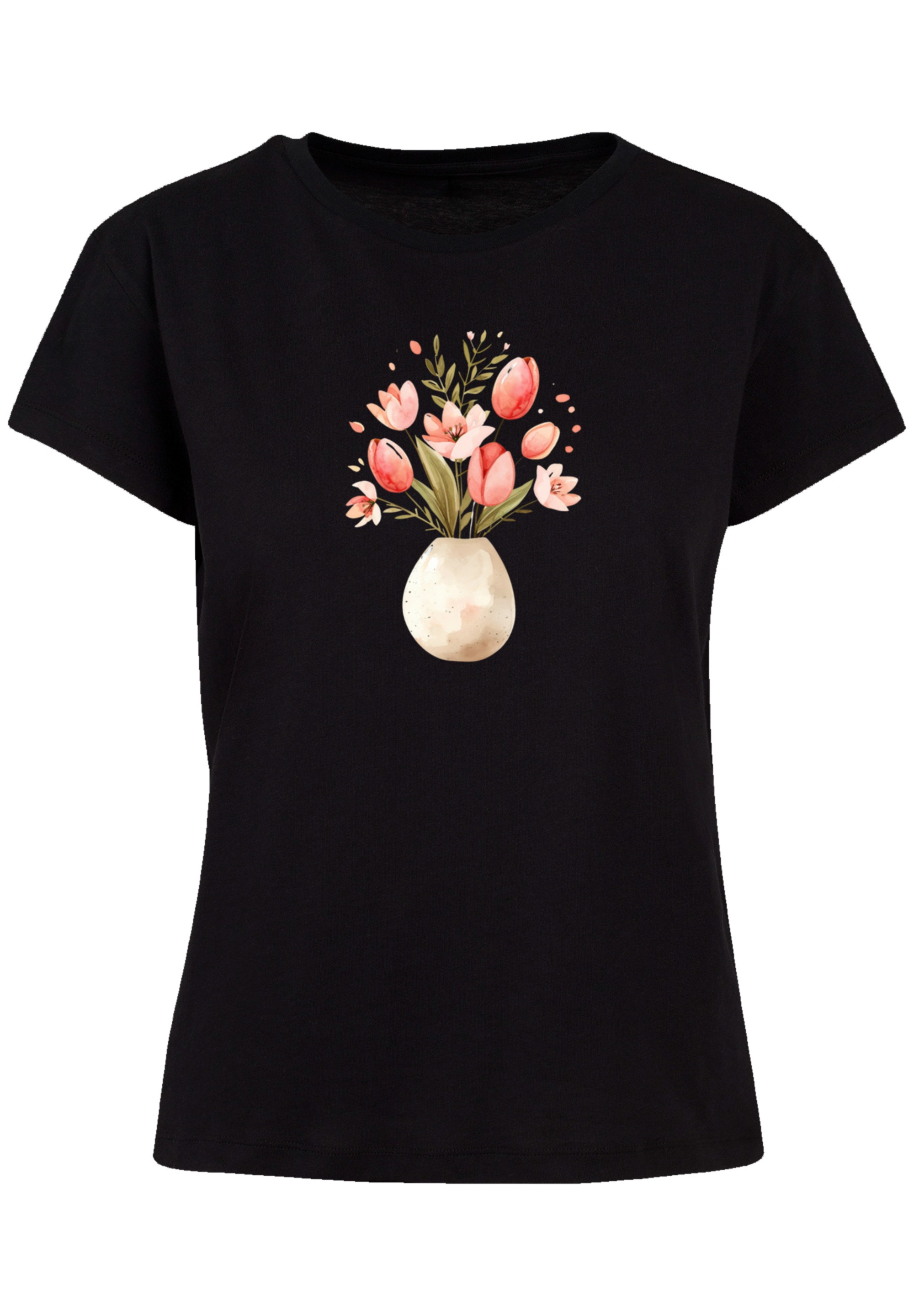 F4NT4STIC T-Shirt »Rosa Frühlingsblumenstrauß in Vase«, Premium Qualität
