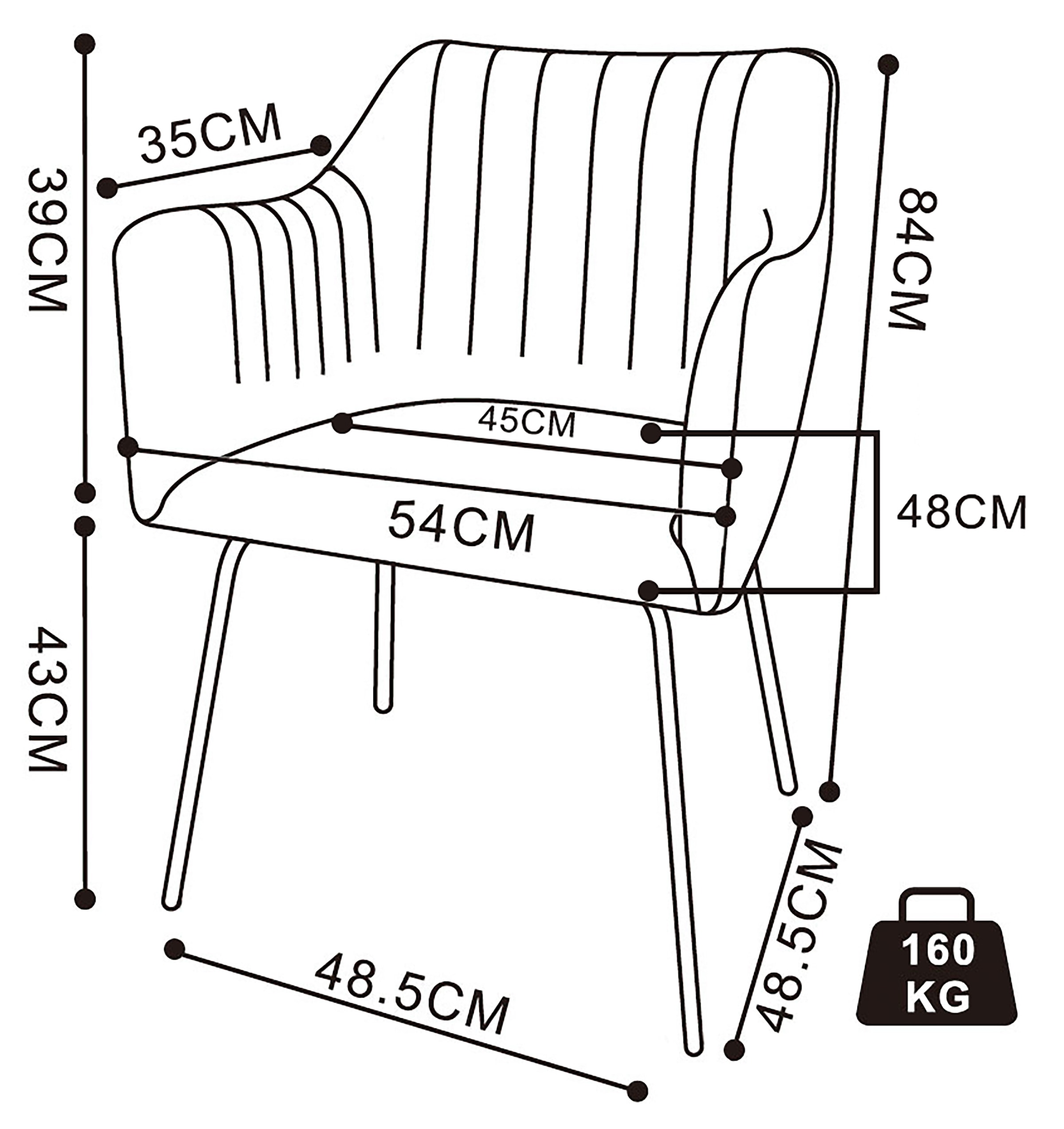 VCM Esszimmerstuhl »VCM 6er Esszimmerstühle | skandinavischer gepolsterter Küchenstuhl | Maße ca. H. 82 x B. 54 x T. 59 cm | bequeme Armlehne und Rückenlehne | Esszimmerstuhl - Valia«, 6 St.