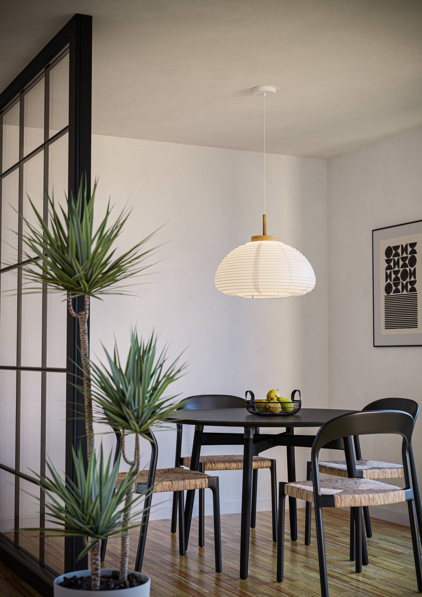 EGLO Hängeleuchte »Summerhill Hängelampe 1-fach, Japan-Stil, Metall, Holz und Papier, E27« E27 1 Stk.