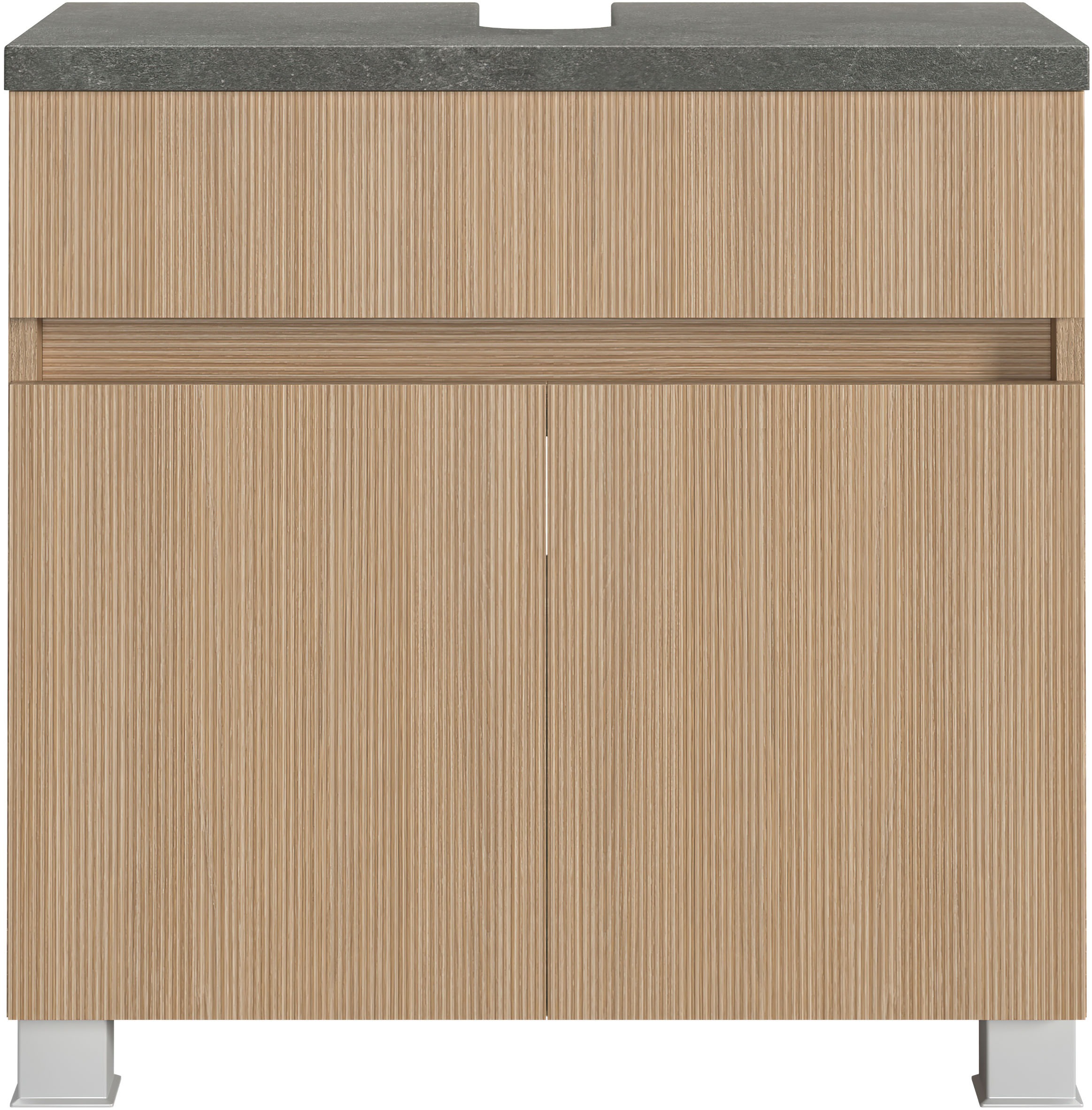 Thumbnail - welltime Waschbeckenunterschrank "EIXO, 2 Türen, 1 feste Blende, Siphonausschnitt BxT: ca. 81x195 mm"