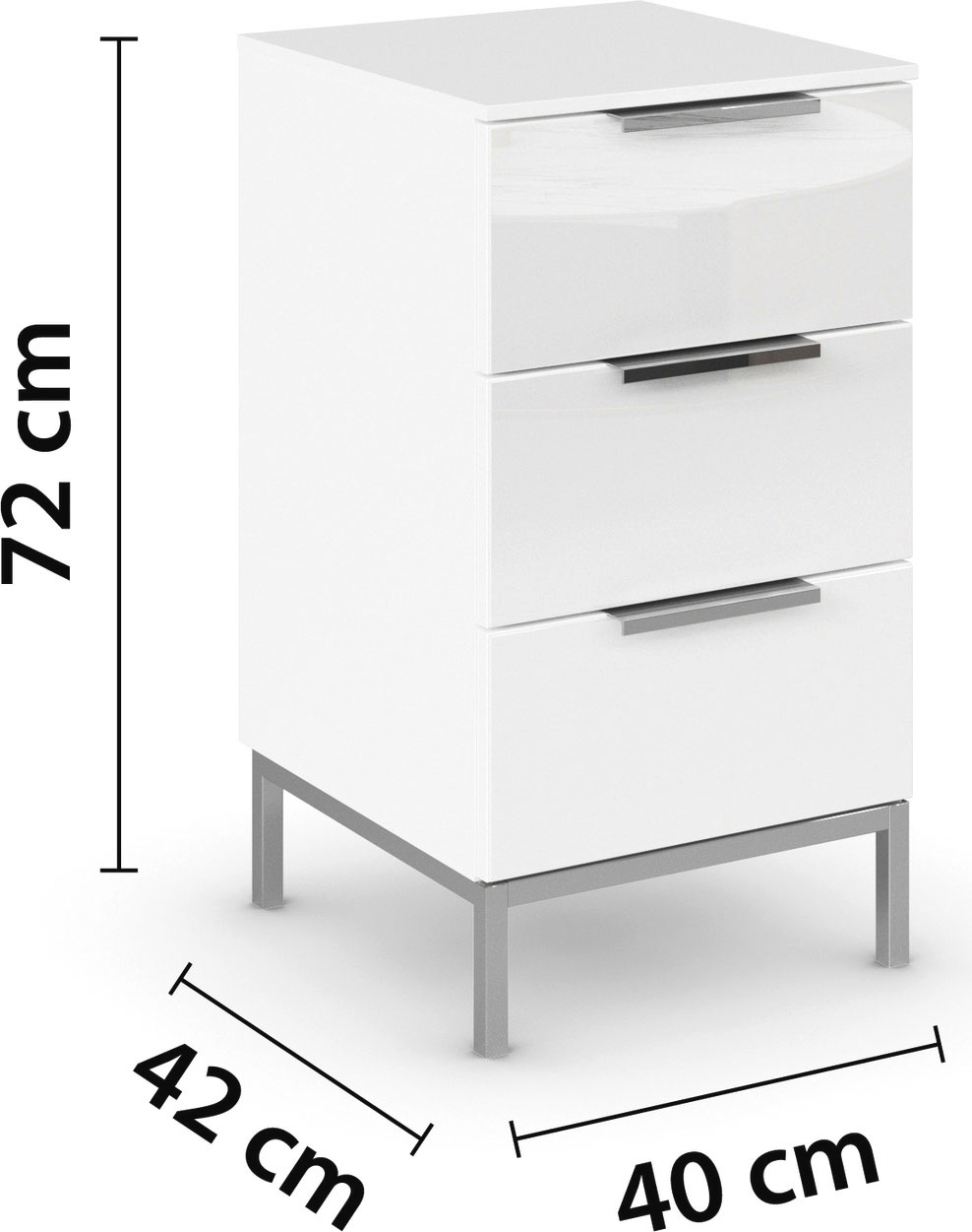 rauch Nachtkommode »Nachttisch Nachtschrank Nachtkonsole FLIPP mit Glasfront« Breite 40 cm,  mit 3 Schubladen und Soft-Close-Funktion sowie Glasfront