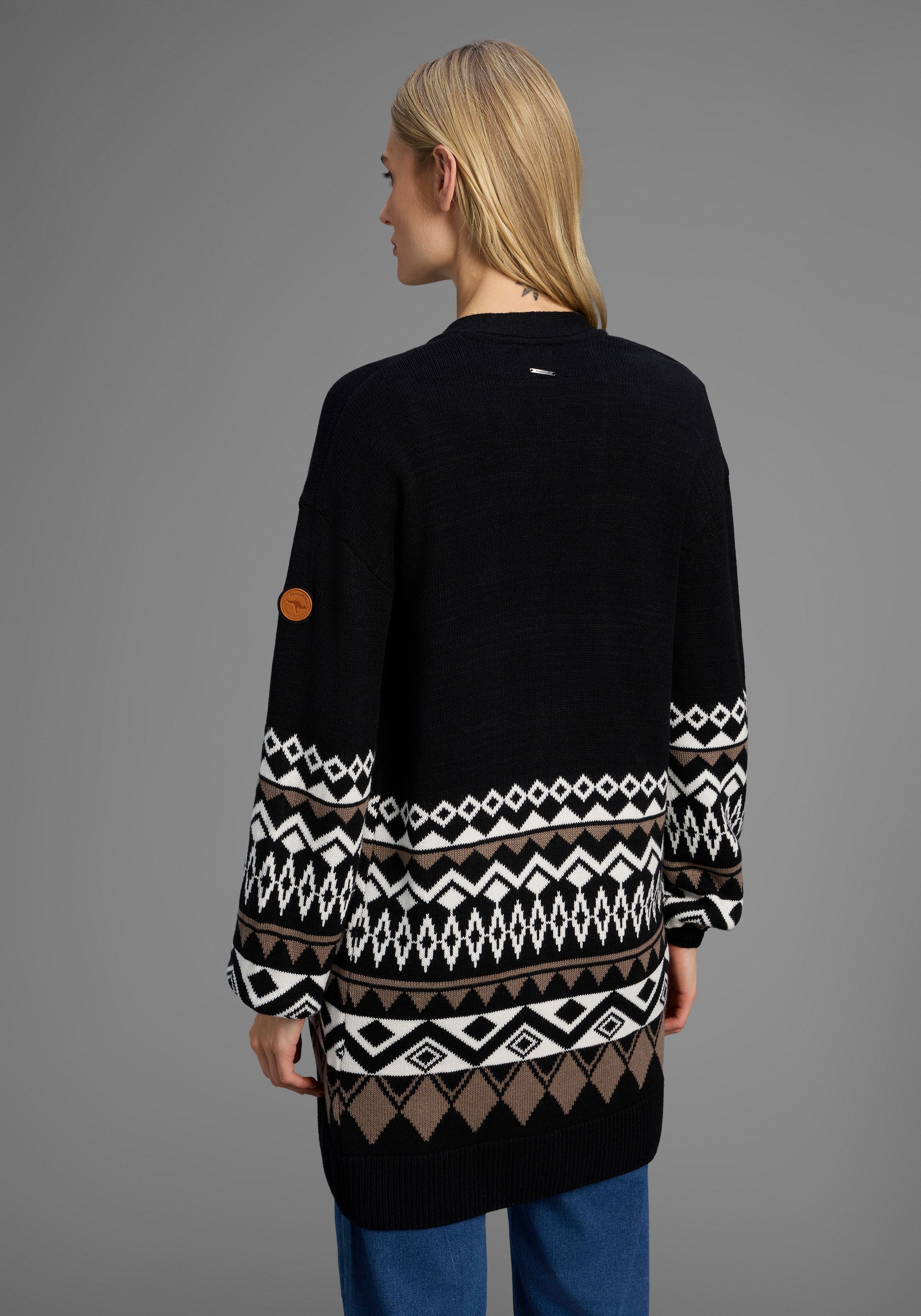 KangaROOS Longstrickjacke, in offener Form im Norweger Muster