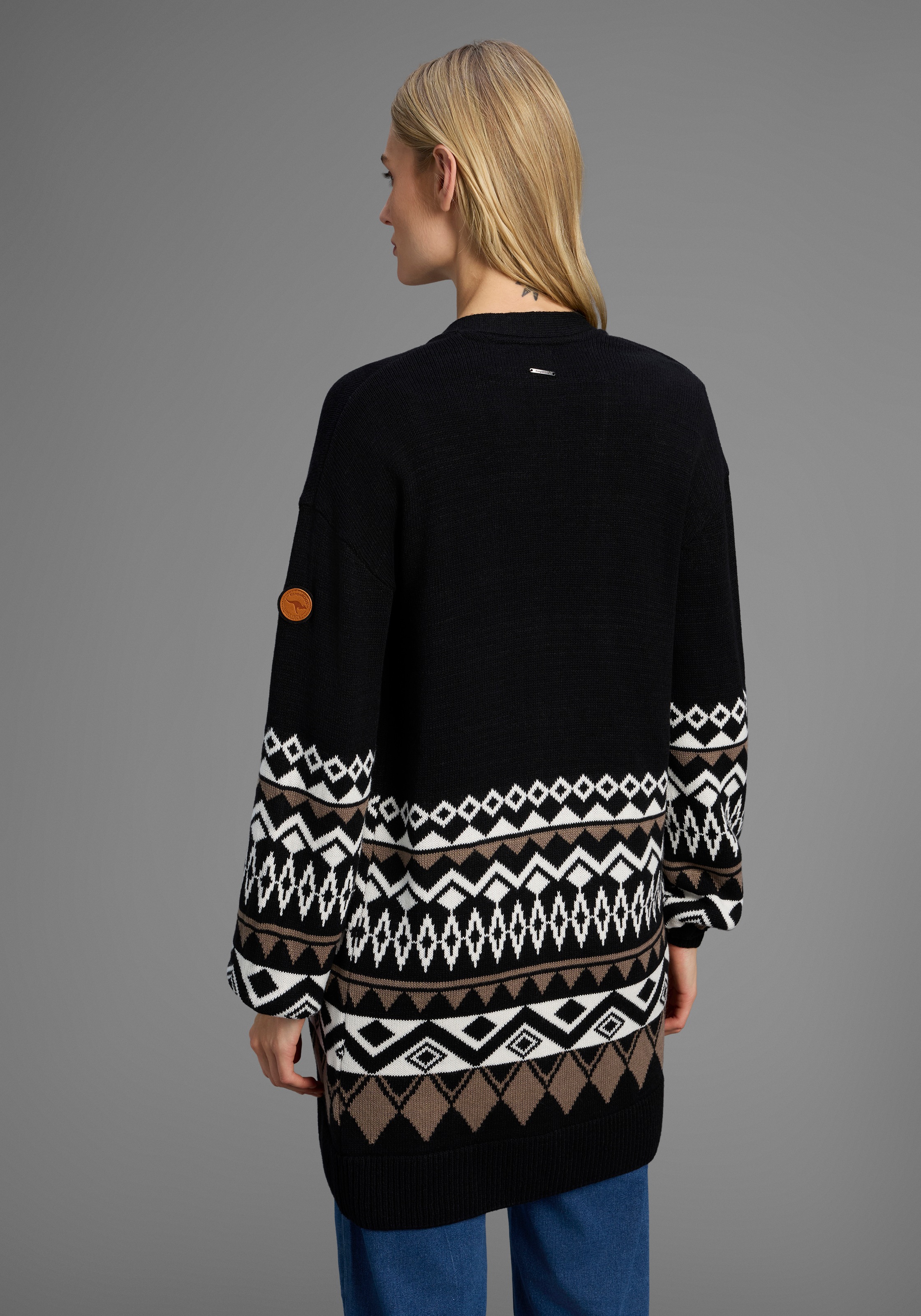 KangaROOS Longstrickjacke, in offener Form im Norweger Muster günstig online kaufen