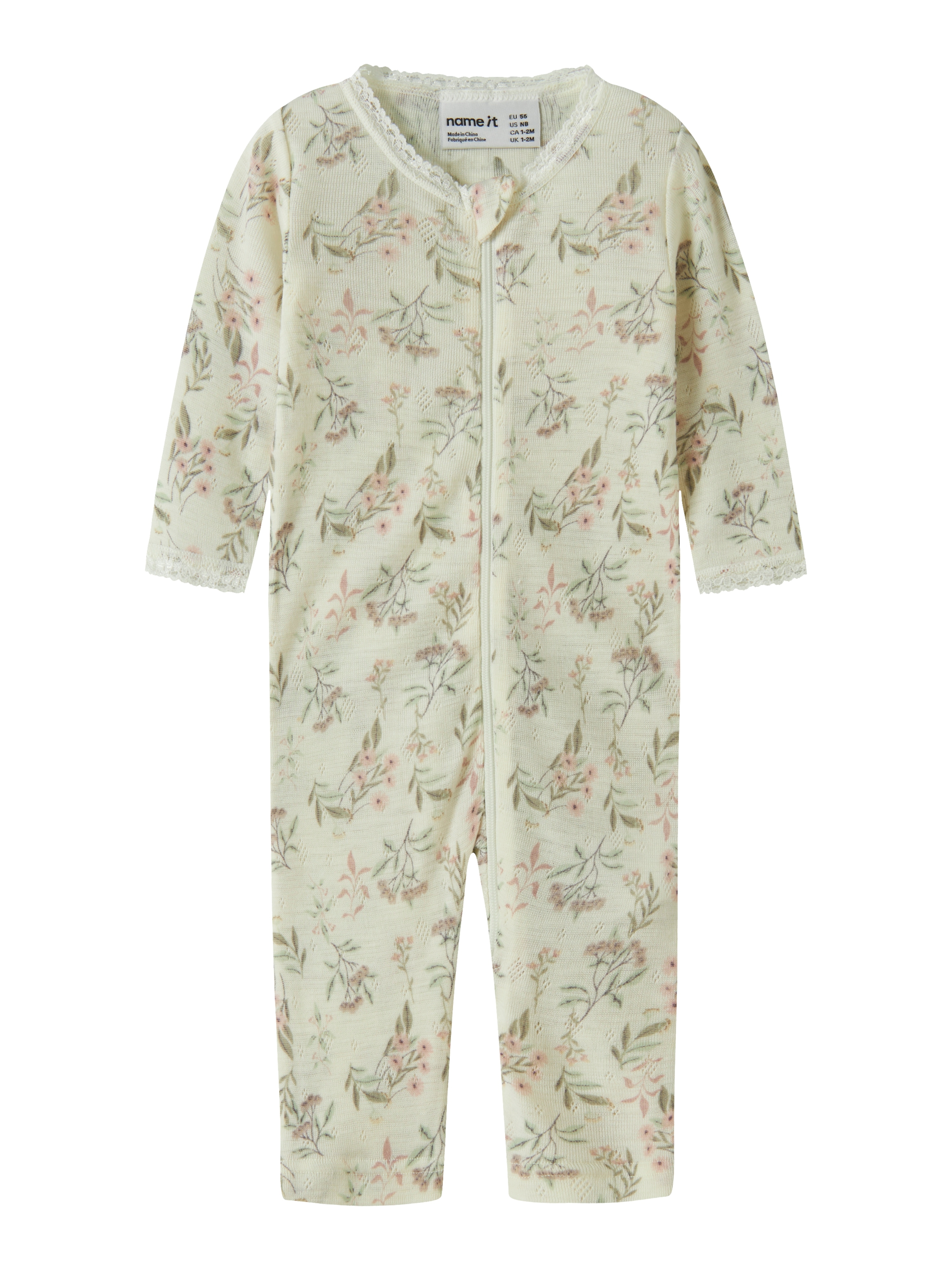 Name It Schlafanzug "NBFWANG WOOL NEEDLE NIGHTSUIT NOOS" für Babys, aus Wolle in Strickqualität, Regular Fit