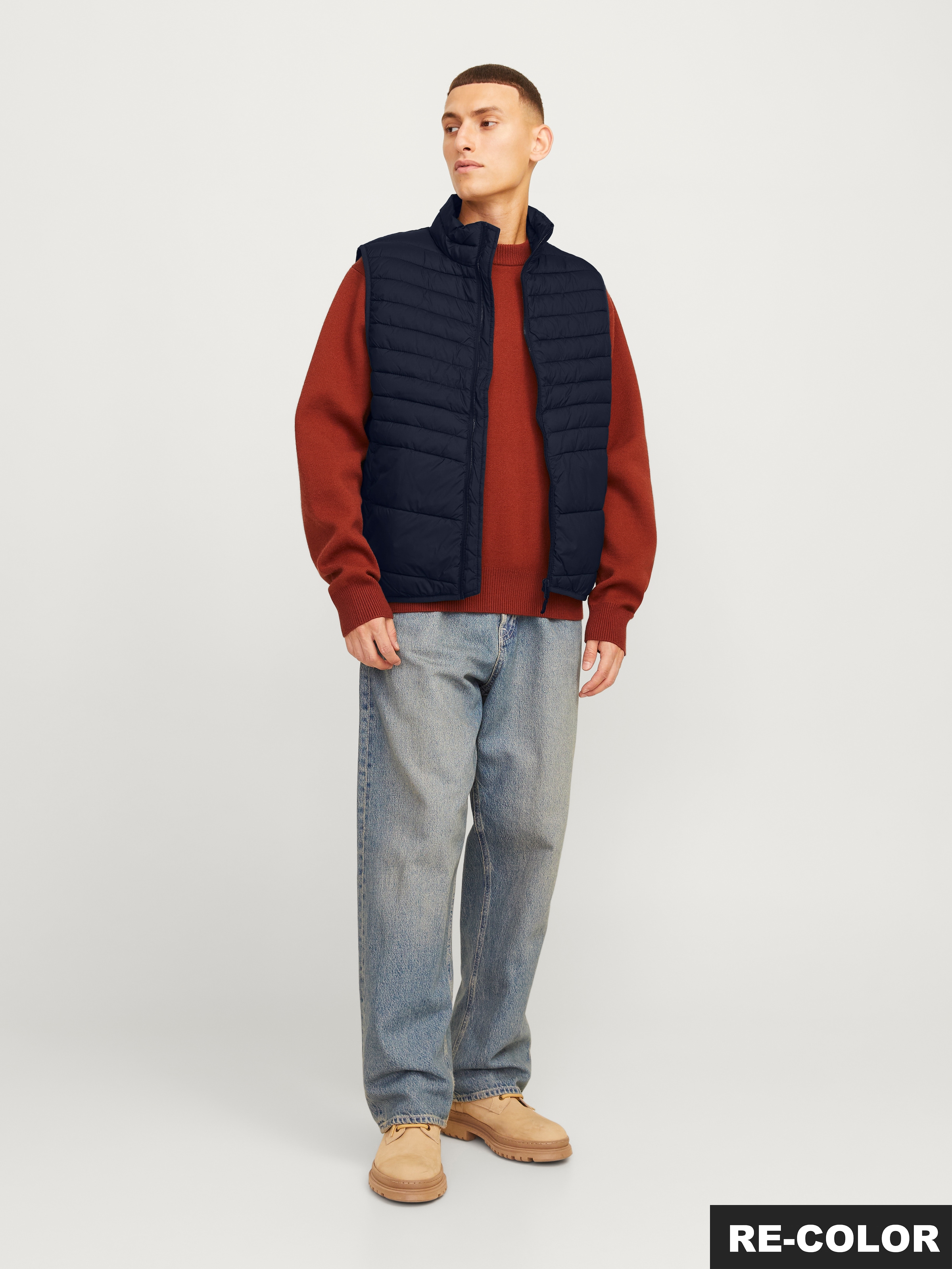 Jack & Jones Steppweste »JJESTATE Praktische Weste mit Beutel, ideal für unterwegs«, unifarben, modisch, regular fit, Polyester