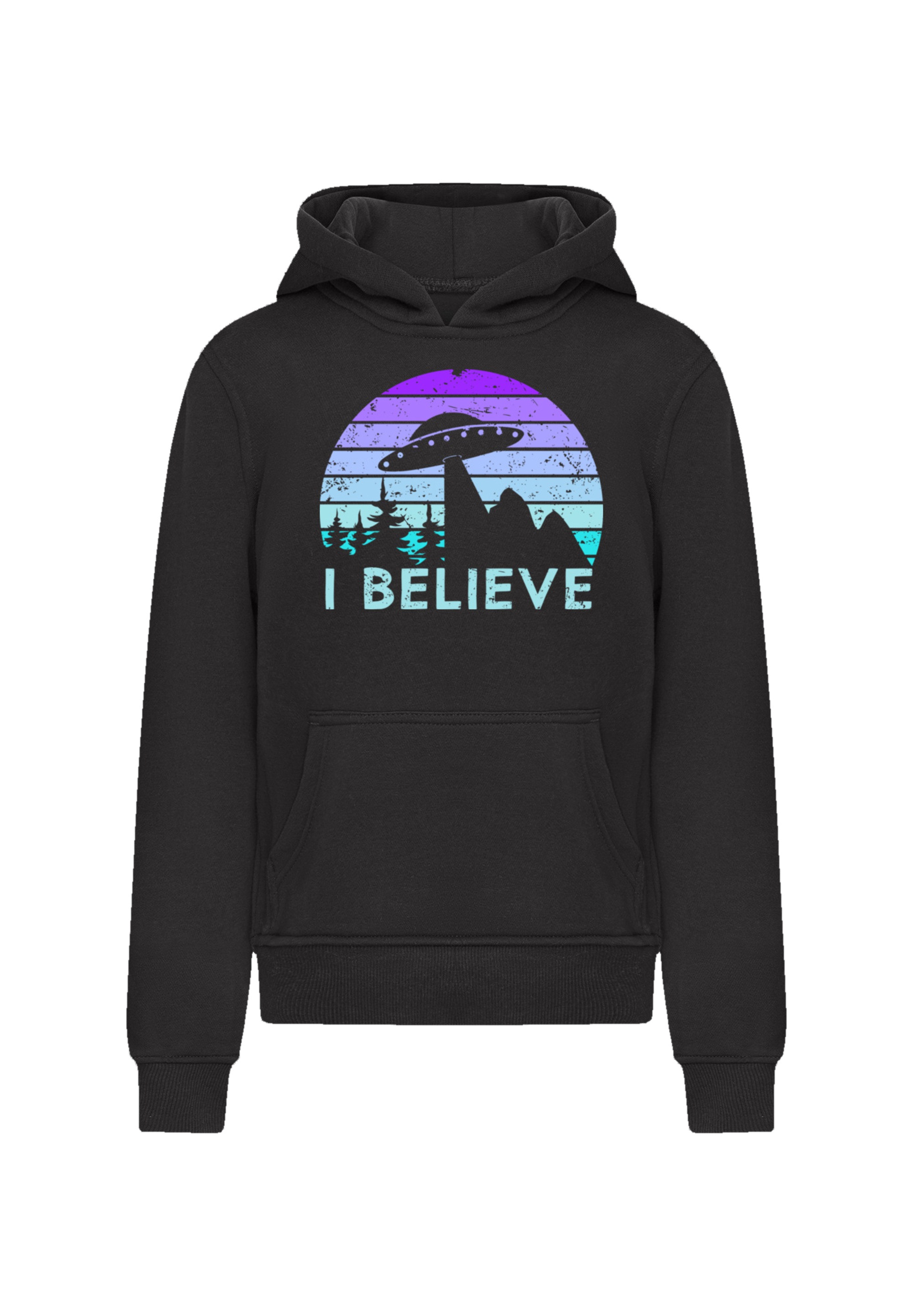F4NT4STIC Kapuzenpullover »I BELIEVE UFO Alien Raumschiff Retro«, Premium Qualität