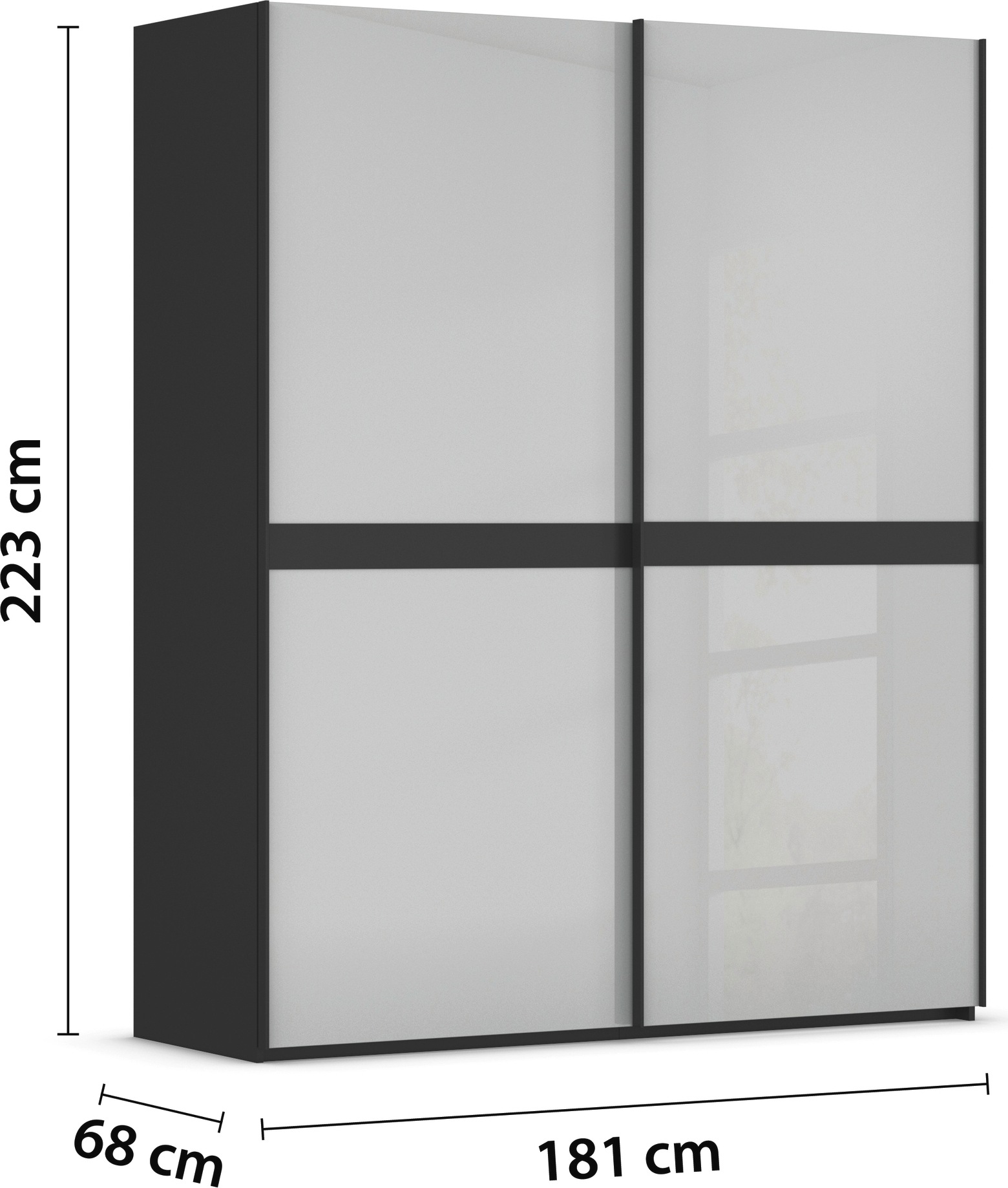 rauch Schwebetürenschrank »Kleiderschrank Schrank Garderobe Schlafzimmerschrank SCALE-LINE«, edle Optik mit Bauchbinde in Korpusfarbe mit Glasfront MADE IN GERMANY