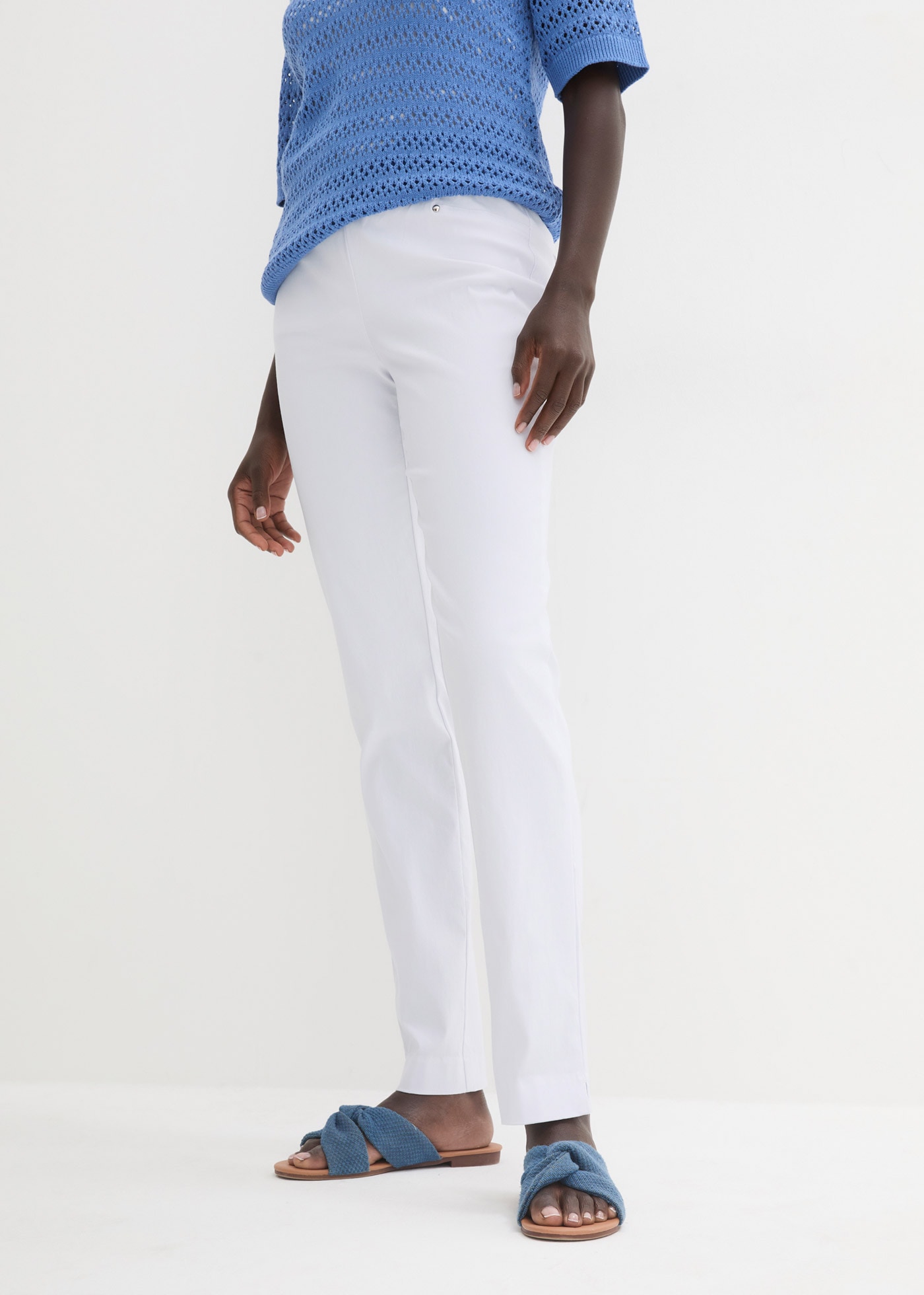 bonprix "Stretch-Hose in Schlupfform" aus Viskose, Slim Fit Passform, Schlupfform mit Gürtelschlaufen