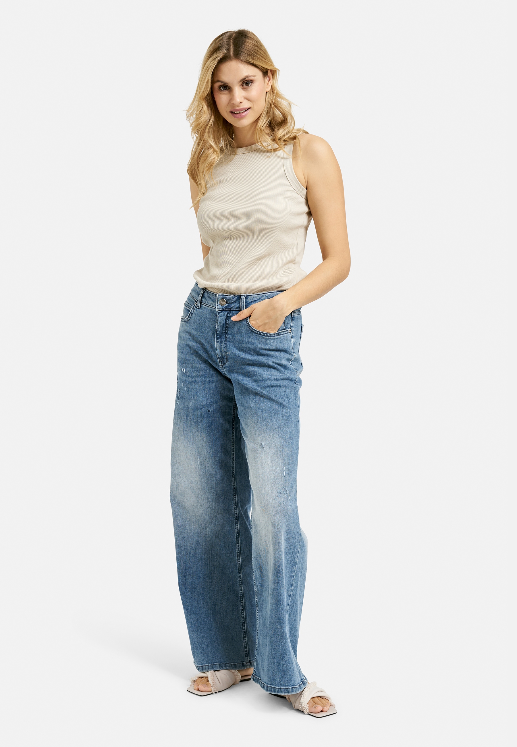 Milano Italy Weite Jeans, mit Destroy-Effekten