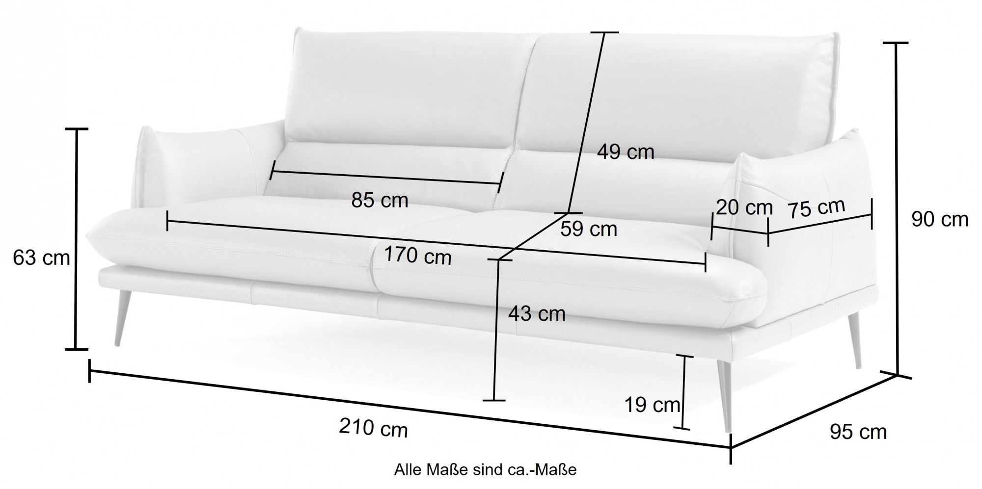 Egoitaliano 2,5-Sitzer »FUNNY, hochwertiges und aktuelles Design, bequeme Rückenlehne«, toller Sitzkomfort