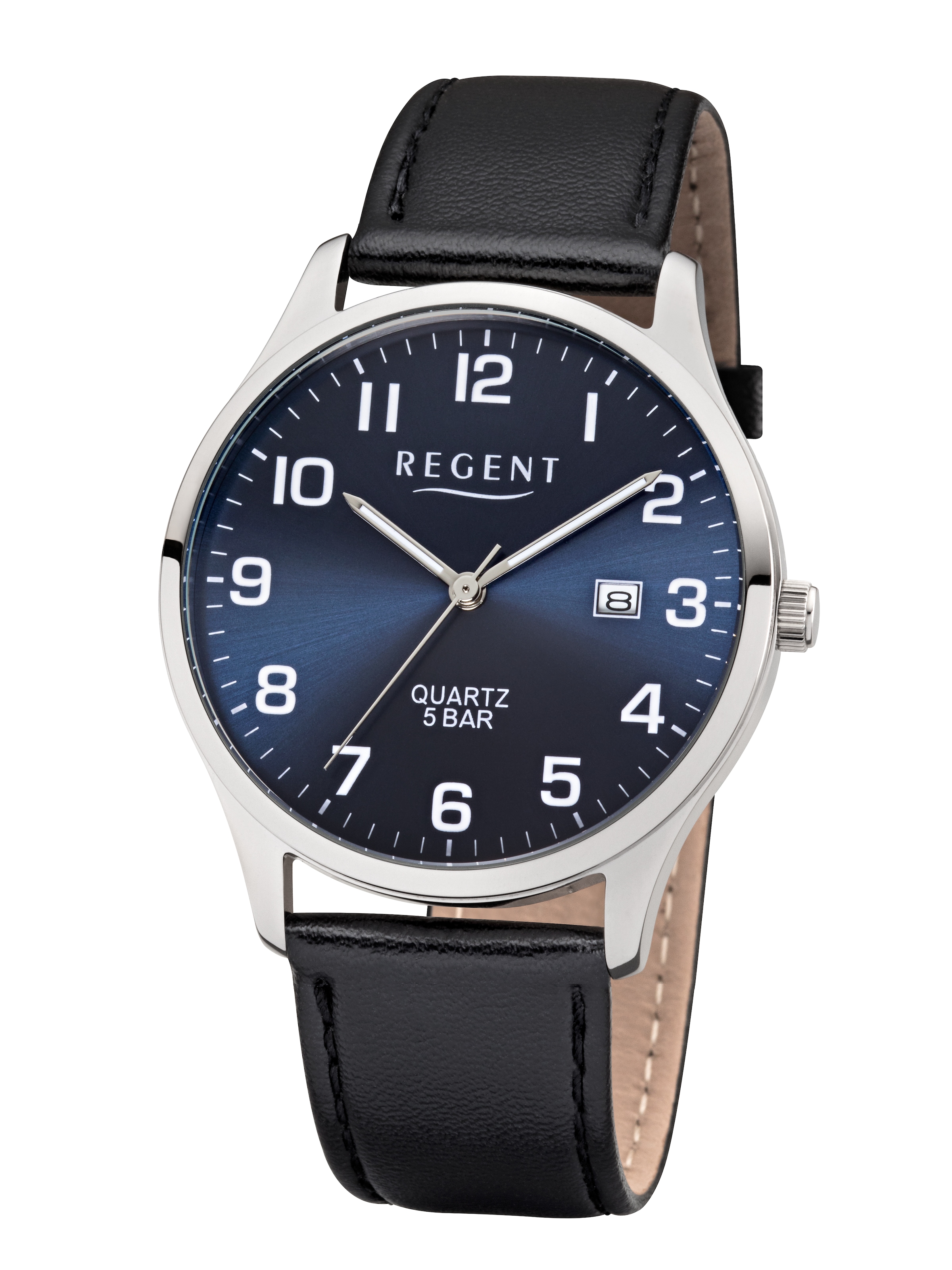 Quarzuhr REGENT, schwarz, Armbanduhren, Herren, Quarzuhr, Armbanduhr, Herrenuhr, analog, Tag