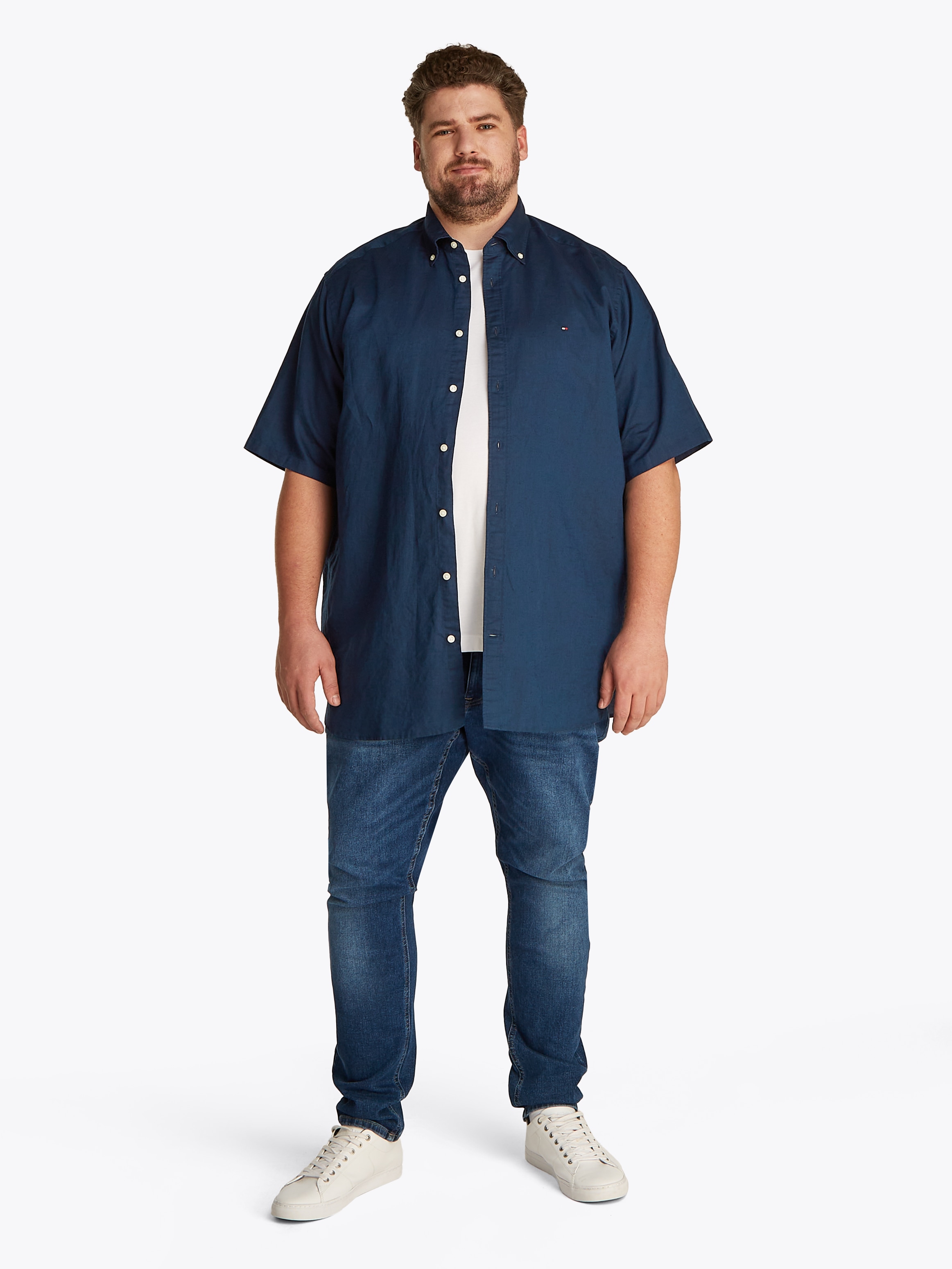 Thumbnail - Tommy Hilfiger Big & Tall Kurzarmhemd "BT-LINEN BLEND SOLID"