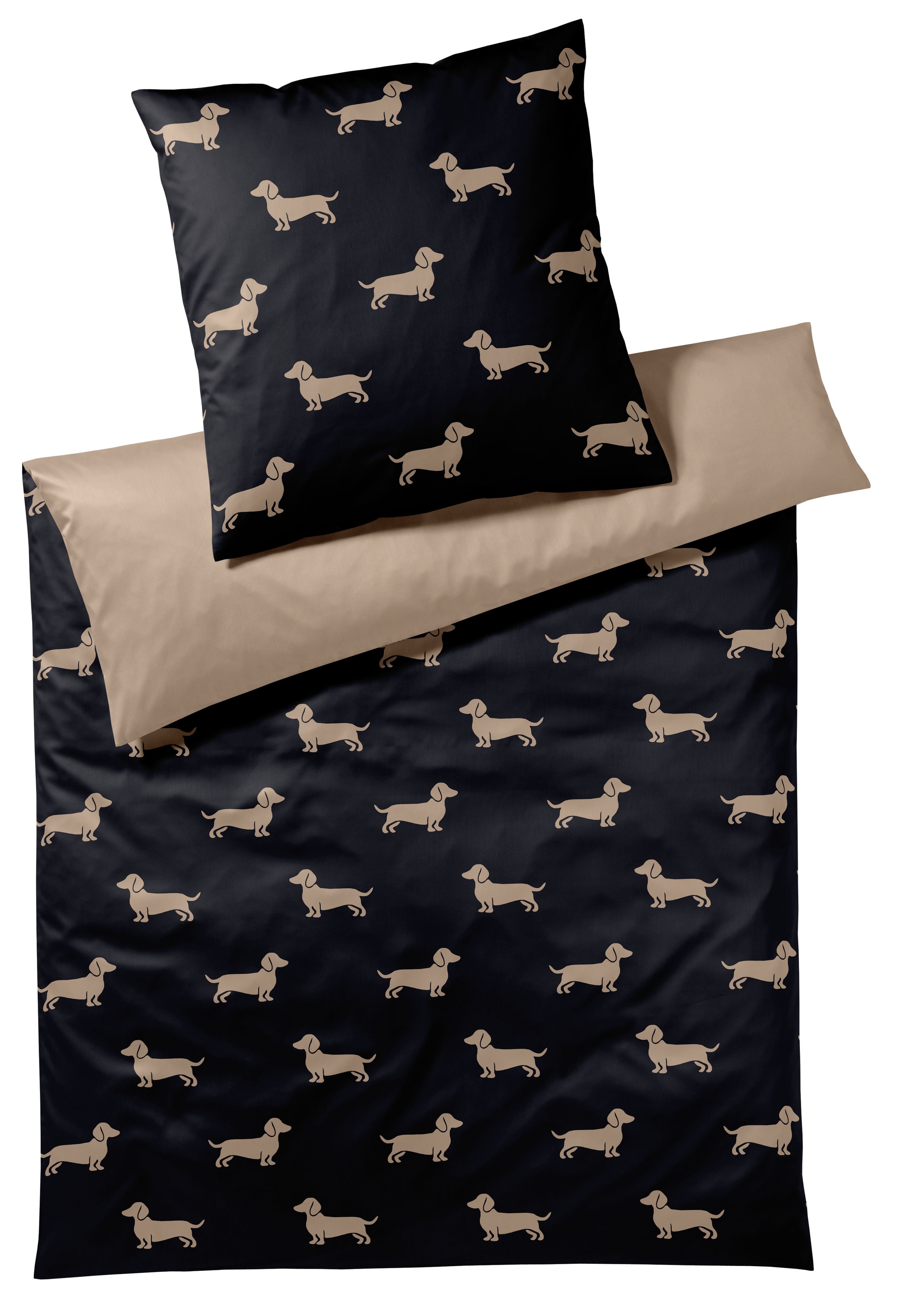Elegante Bettwäsche "Dogs" 2 Stk. tlg. angenehmes Hautgefühl günstig online kaufen