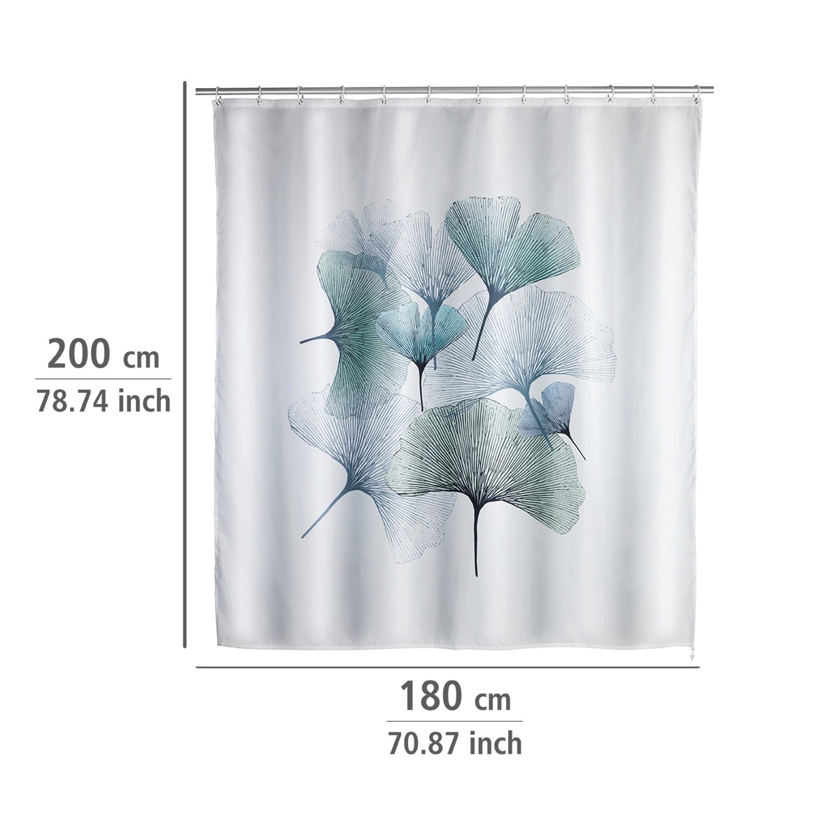 WENKO Duschvorhang "Ginko" Breite 180 cm Höhe 200 cm, Polyester, waschbar günstig online kaufen