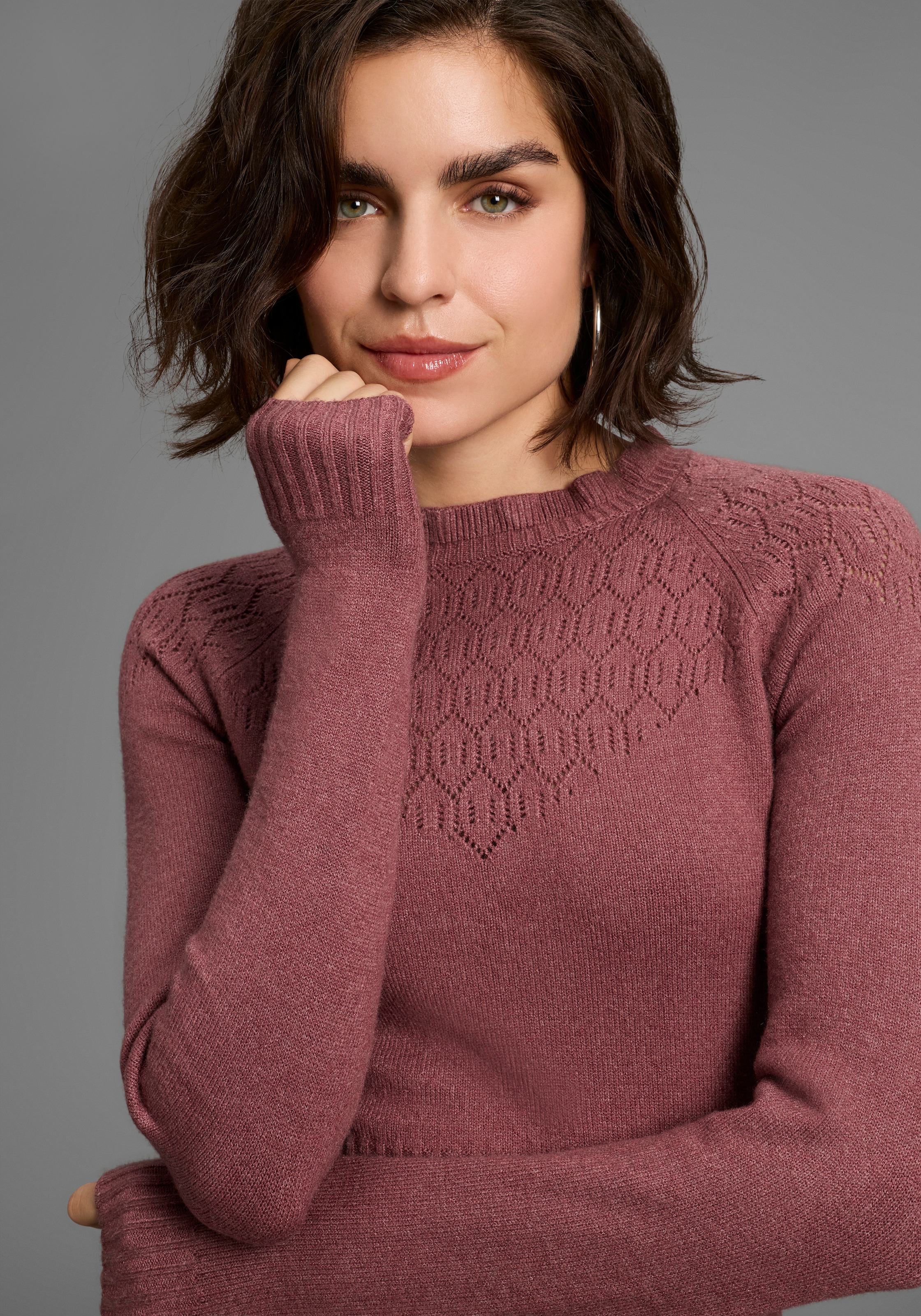 Laura Scott Strickkleid, mit edlem Lochstrick-Muster