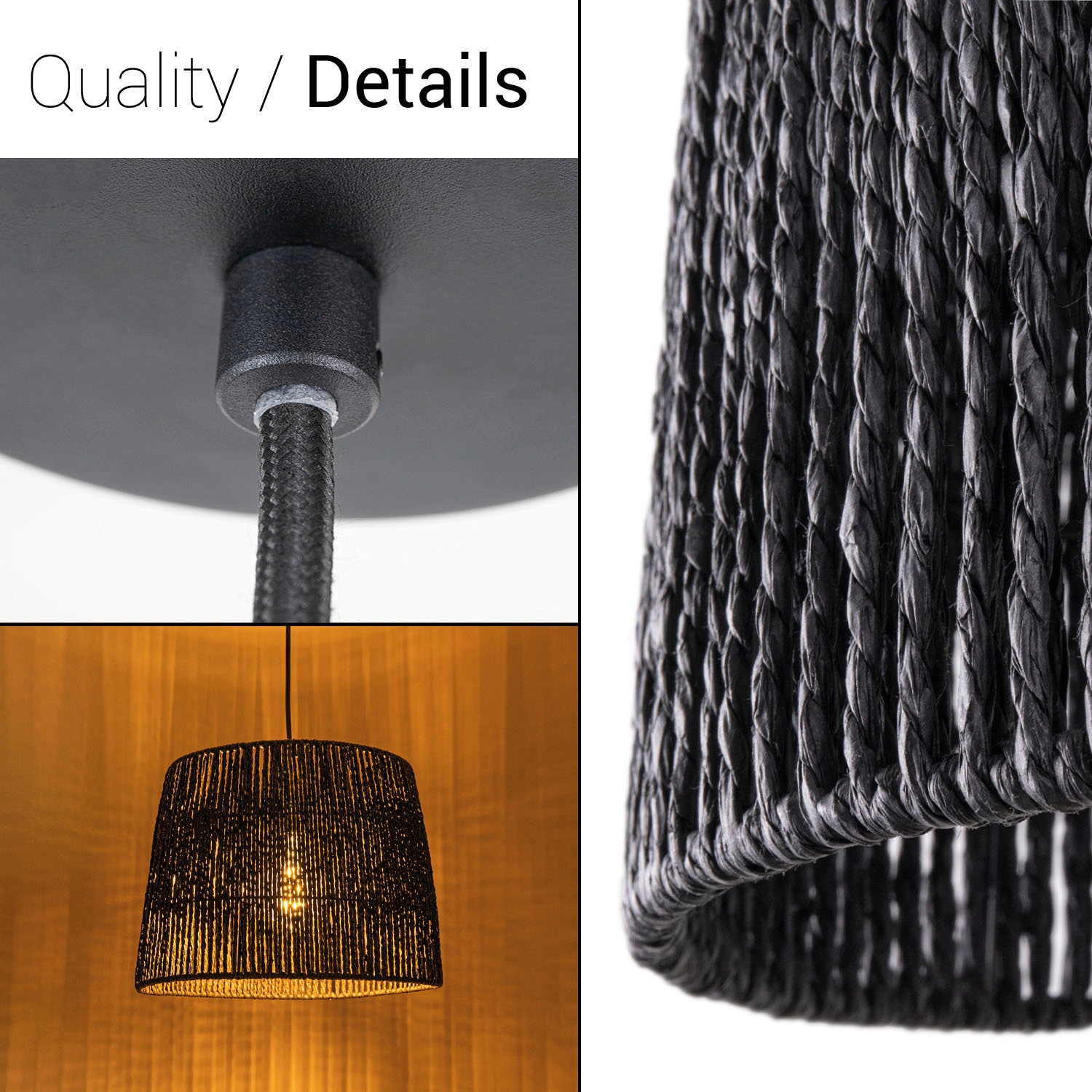 Paco Home Pendelleuchte »Hugo Amadeo« E27 Wohnzimmer Esszimmer Rattan Optik Boho Lampenschirm Papier