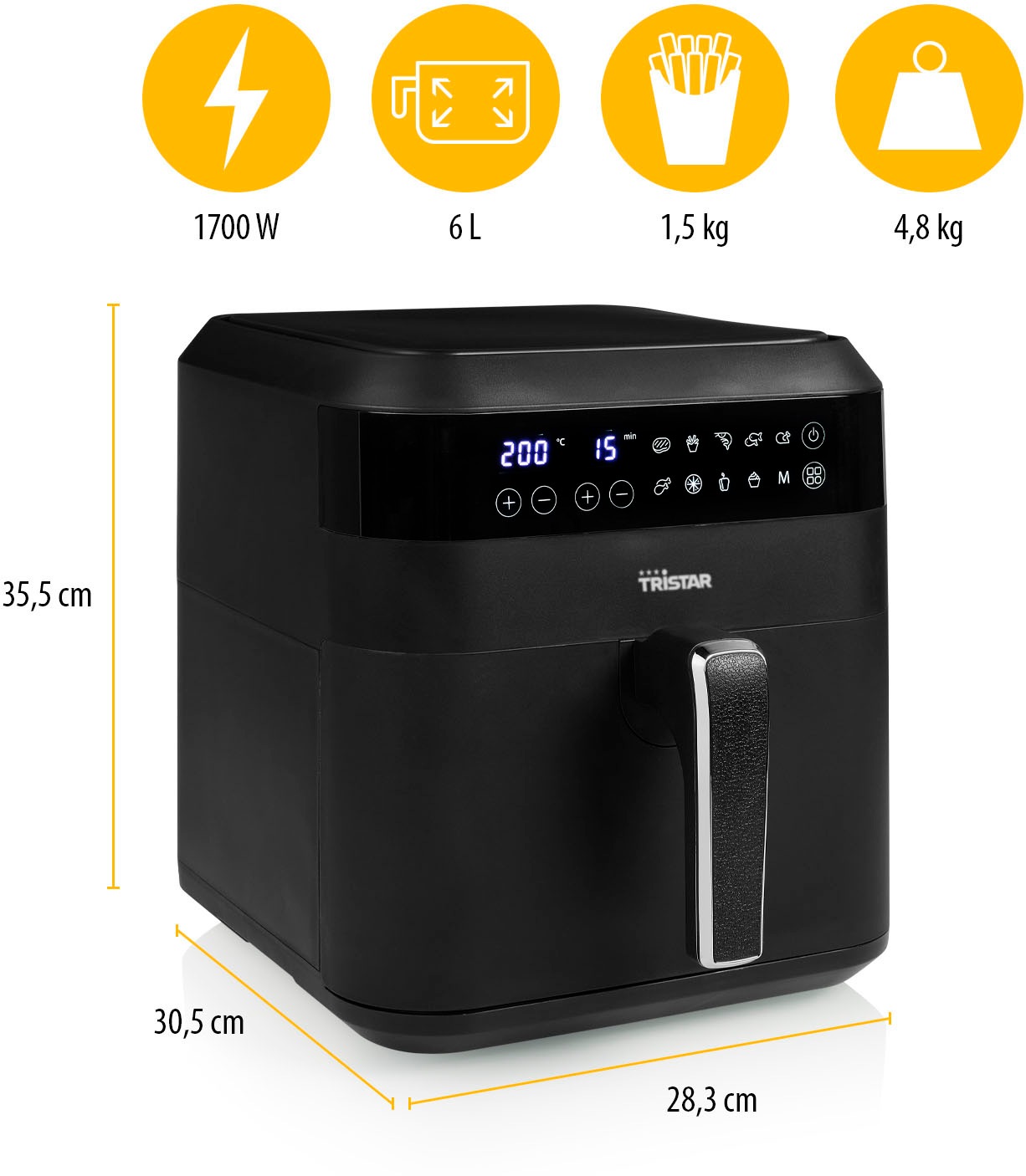 Tristar Heißluftfritteuse »FR6999 XXL«, 1700 W, Fassungsvermögen 6 l