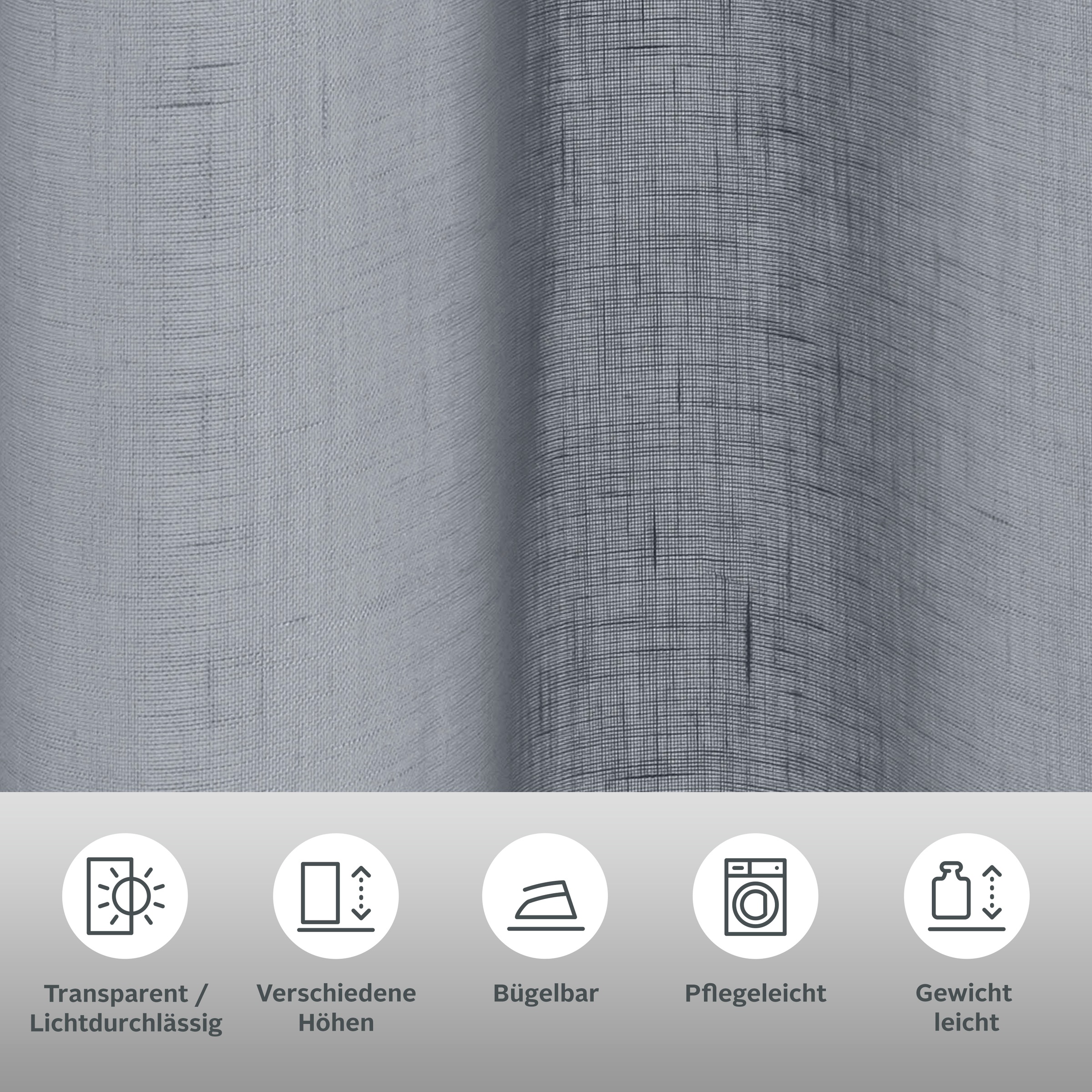 Thumbnail - Home affaire Gardine "Mara" Ösen 1 Stk. tlg. transparent, Leinen Optik, monochrom, basic