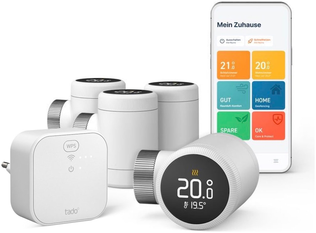 TADO Heizkörperthermostat "Bridge + 4x Smartes Heizkörperthermostat (Line X)", 4, weiß, Heizkörperthermostate