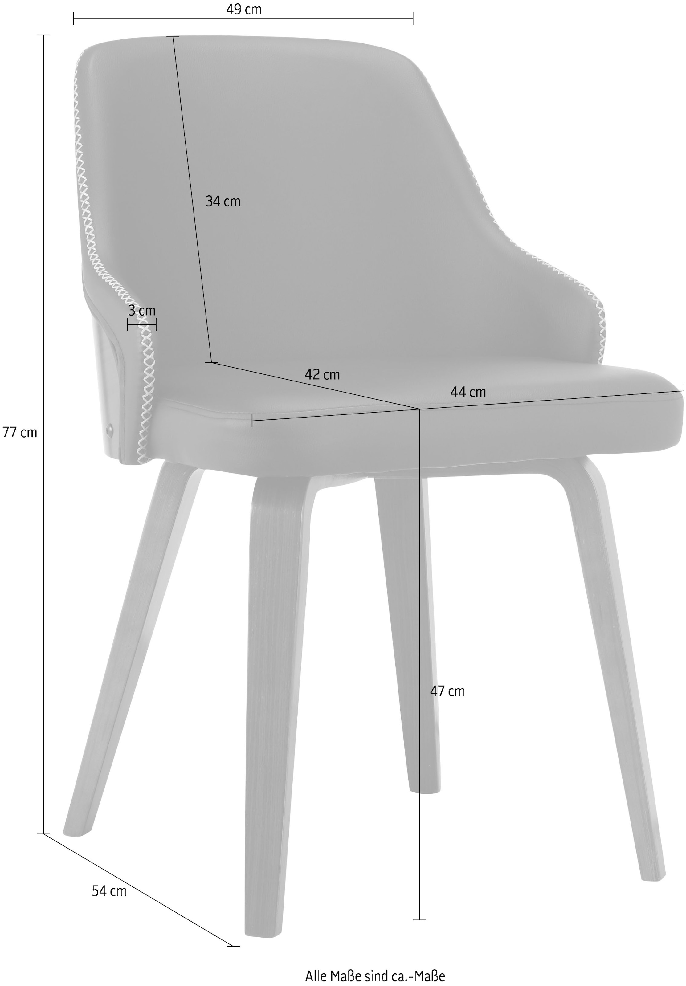 INOSIGN Esszimmerstuhl »Bojan«, 2 St., Kunstleder, pflegeleichtes Kunstleder, Sitz- und Rücken gepolstert, Sitzhöhe 47 cm