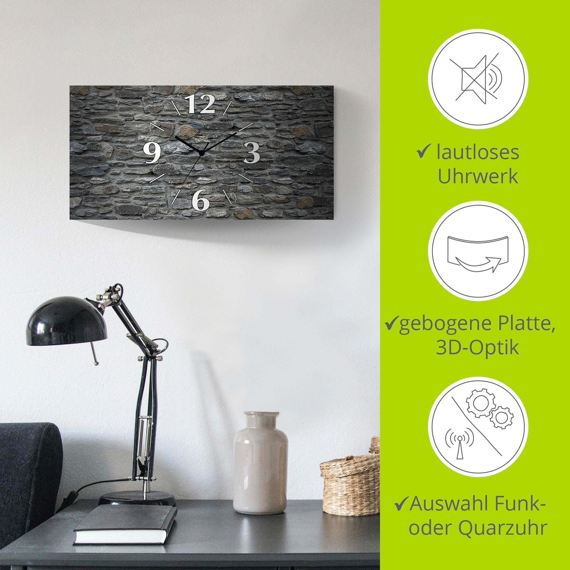 Artland Wanduhr »Schiefermauer«, analog, 60 cm