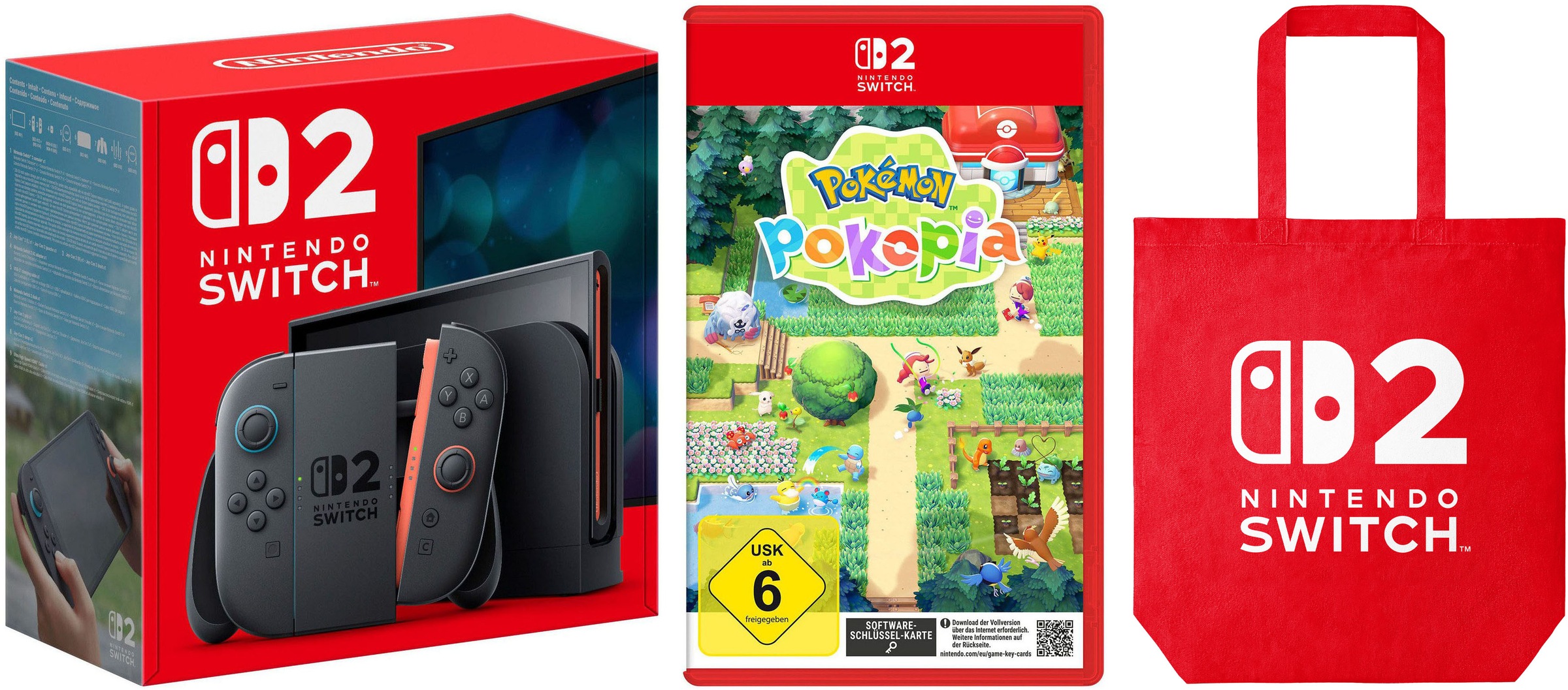 "NINTENDO SWITCH 2 Konsolen-Set ""Switch 2 + Pokémon Pokopia"", schwarz, B:27,2cm H:16,6cm T:1,39cm, Spielekonsolen, gratis Nintendo-Tasche"