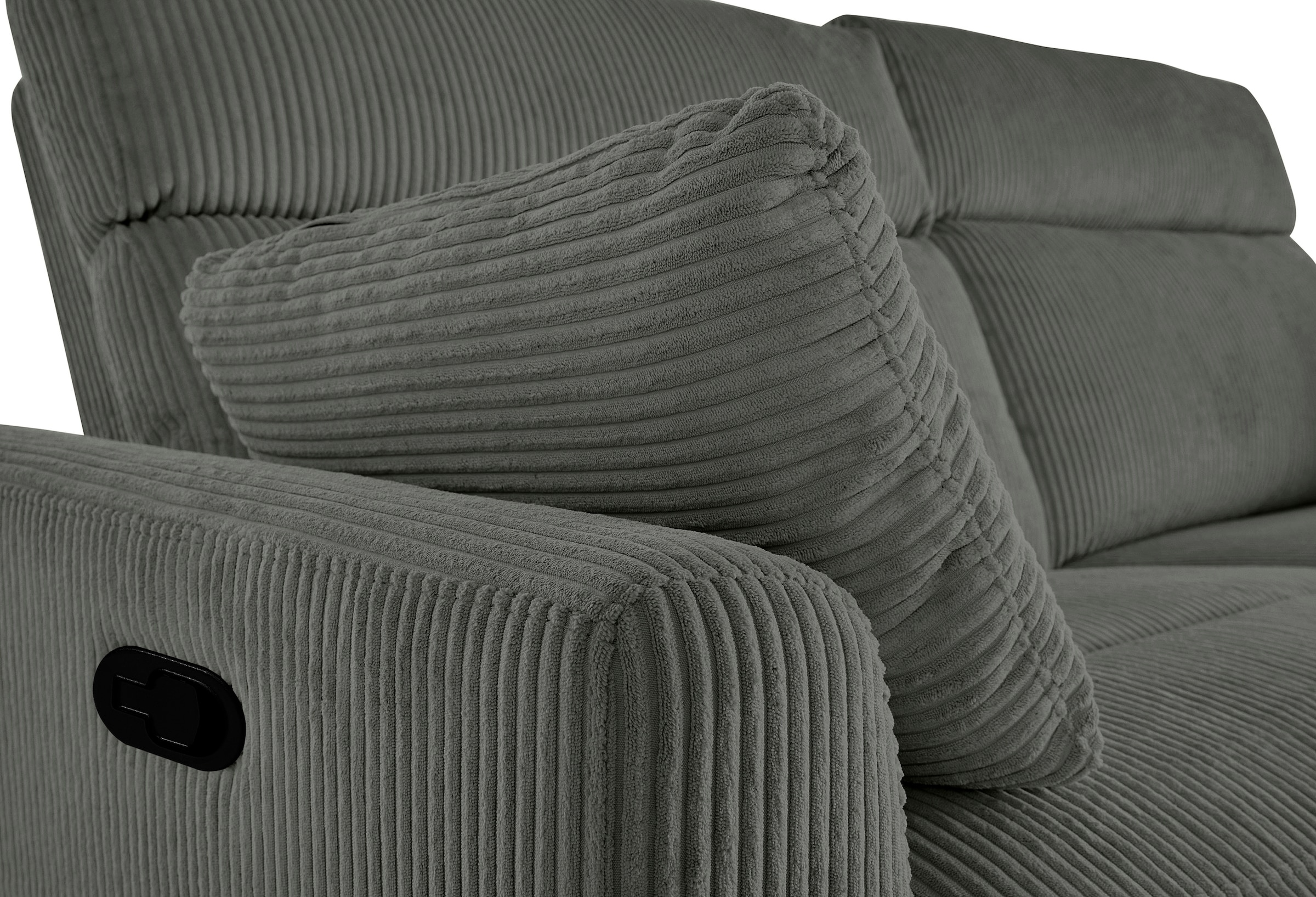 INOSIGN Ecksofa »JENNA, L-Form, 209cm, manuelle u. elektrische Funktion, mit USB A/C,«, Liegefunktion 105°-150°, Federkern, Cord