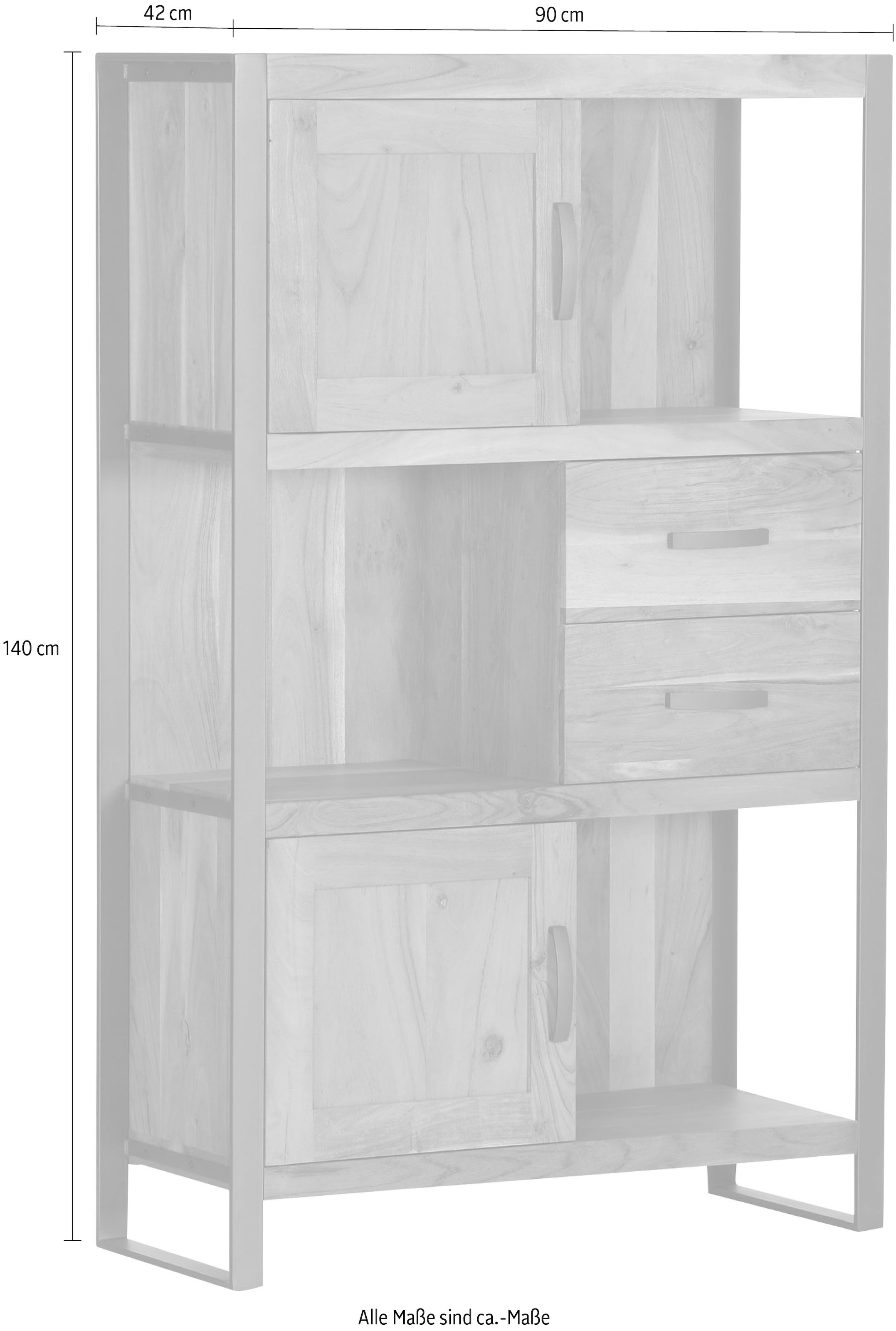 Gutmann Factory Regal »Alvara« Massivholz, Rattangeflecht in der Front