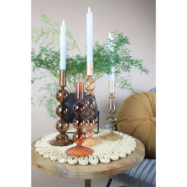 Leonique Kerzenleuchter »Jenelle«, (Set, 2 St.), Stabkerzenhalter aus Glas, Höhe  ca. 25 cm bestellen | BAUR