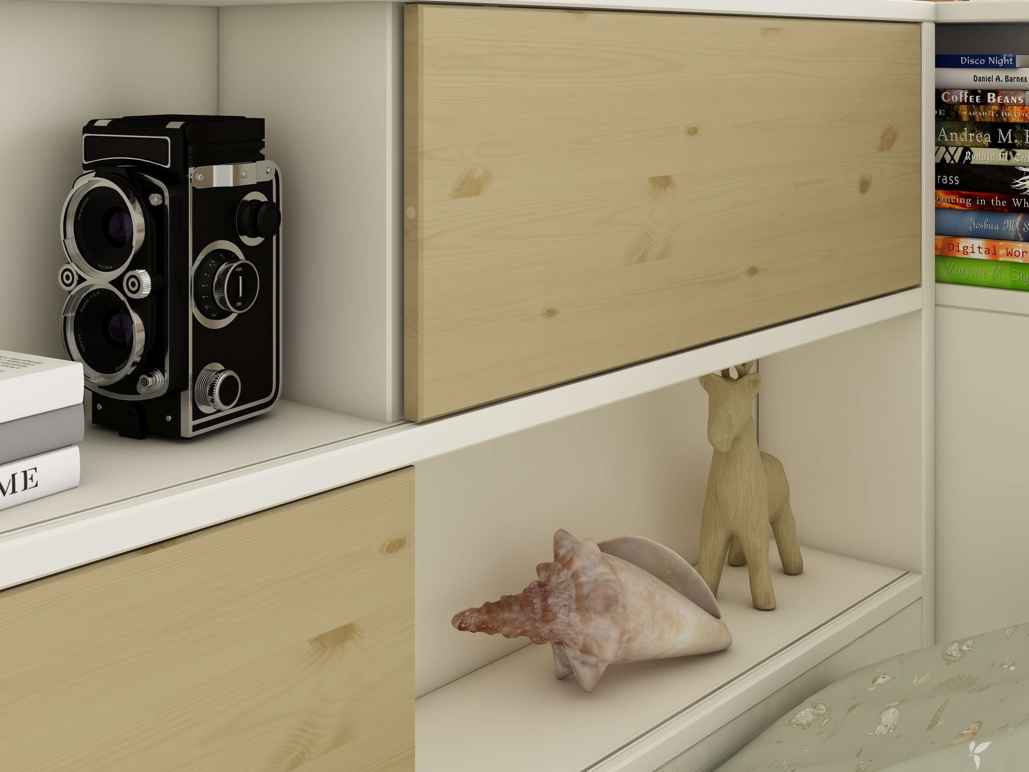 Home affaire Stauraumbett »Amance, Massivholz mit MDF, viel Stauraum, ideal für kleine Räume«, (Außenmaße B/T/H: 110,2/220,1/106,9 cm), FSC® zertifiziert, inklusive Lattenrost, Made in EU