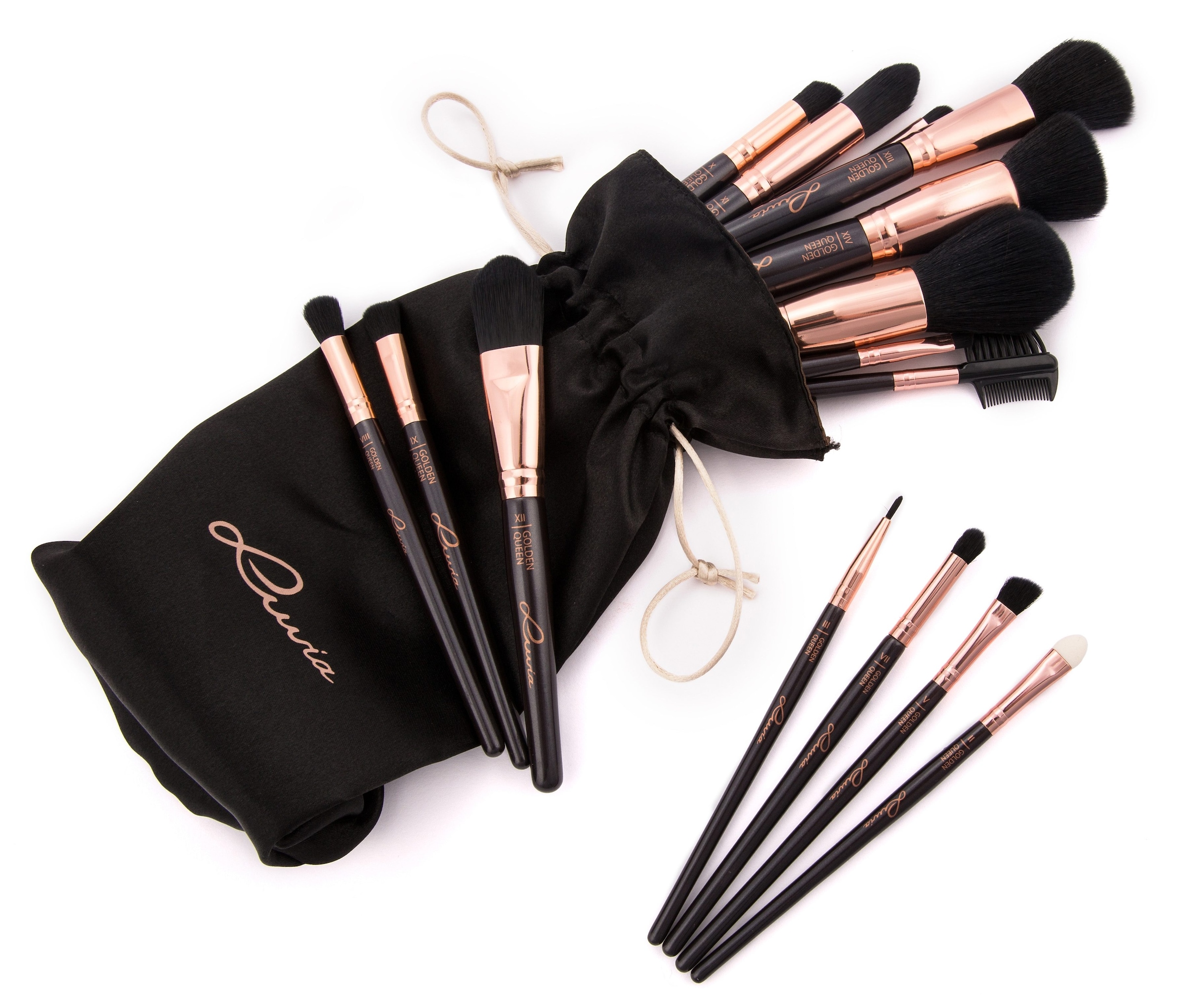 Luvia Cosmetics Kosmetikpinsel-Set »Golden Queen«, mit (15 kaufen | tlg., BAUR Pinselhalter), vegan