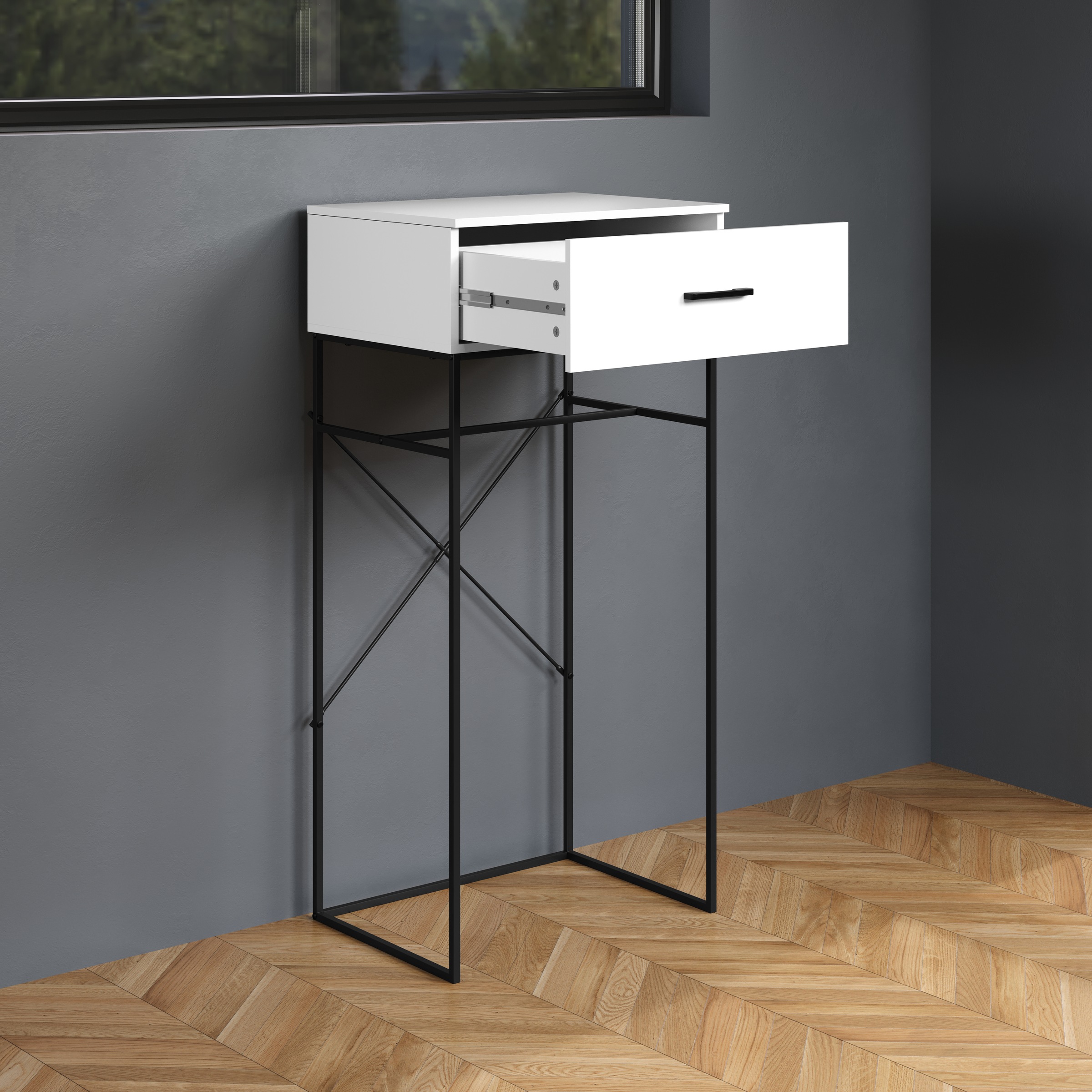 INOSIGN Beistelltisch »Sterling«, (1 St.), Konsolentisch mit Schublade und integrierter Aufhängung - 60/48/132 cm