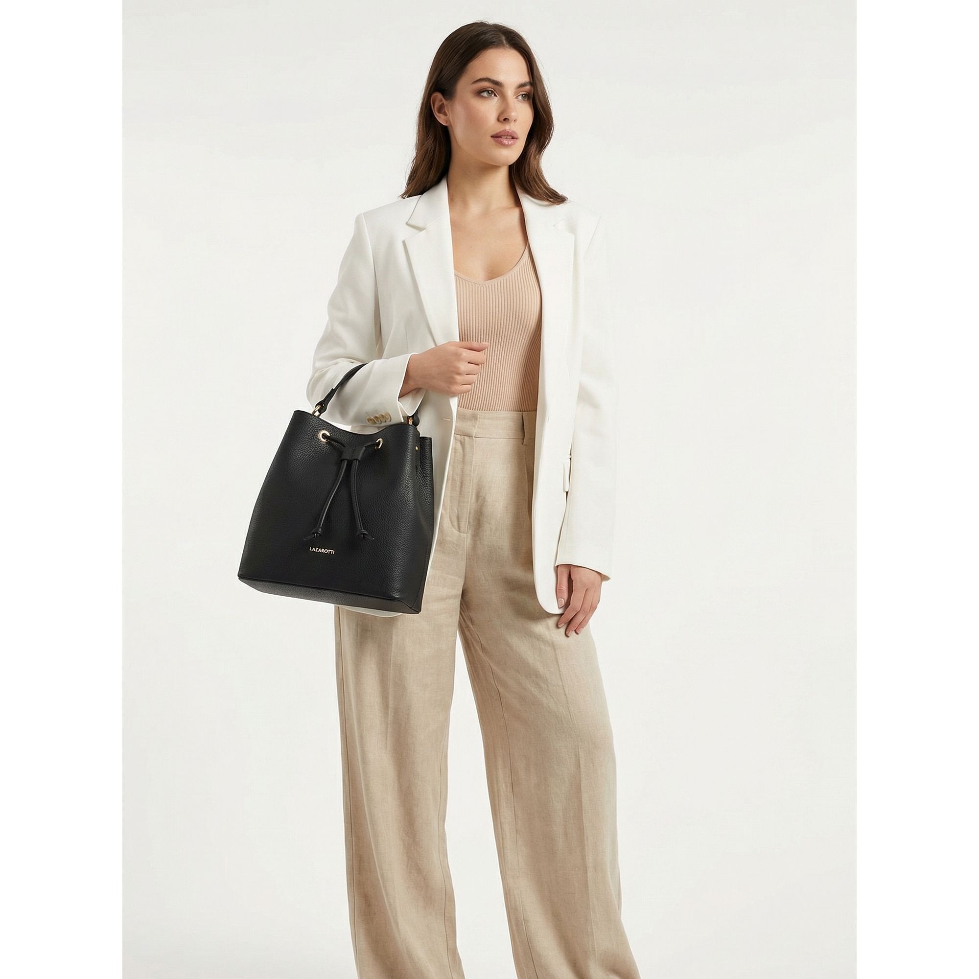 Lazarotti Beuteltasche »Bologna Leather Crossbody Beuteltasche Leder 25 cm«