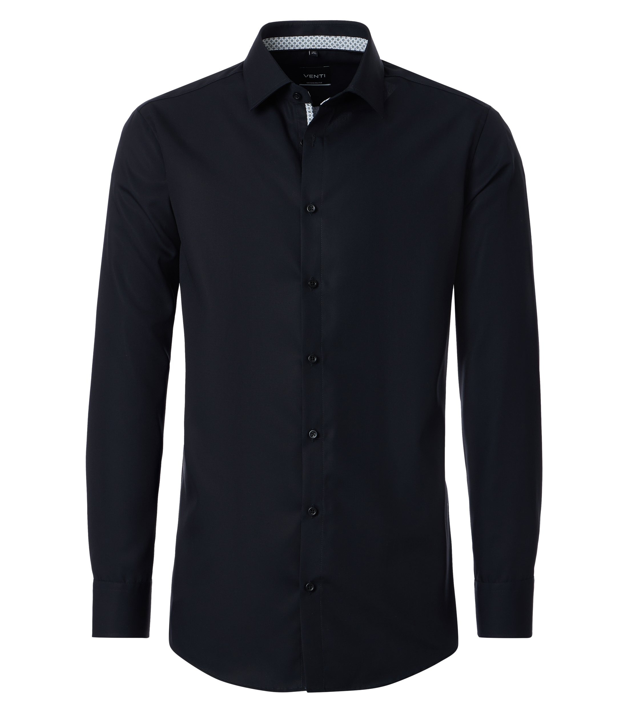 Businesshemd VENTI "VENTI Businesshemd extra langer Arm 72cm uni", Herren, Gr. 40, Normalgrößen, schwarz, 100% Baumwolle, unifarben, schmal, Hemden
