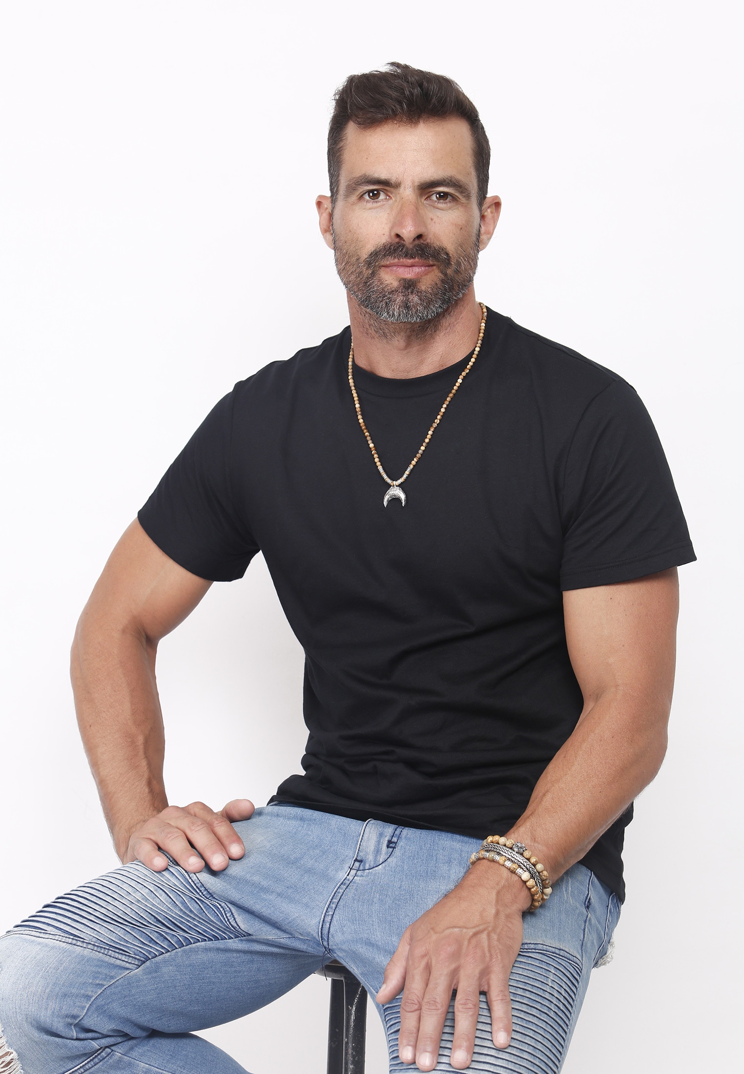 Kuzzoi Kette mit Anhänger »Herren Halbmond Achat Jasper Look 925er Silber«