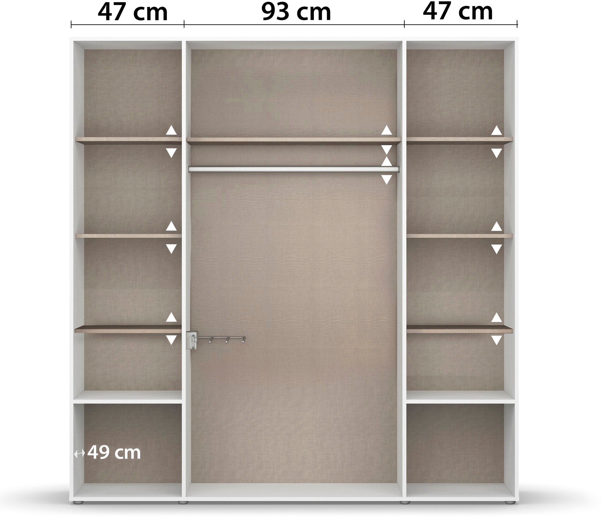 rauch Drehtürenschrank »Kleiderschrank Schrank Garderobe Wäscheschrank NAGATA viel Stauraum«, (in 3 verschiedenen Ausstattungen BASIC/CLASSIC/PREMIUM), mit Schubladen sowie Stangengriffen TOPSELLER MADE IN GERMANY