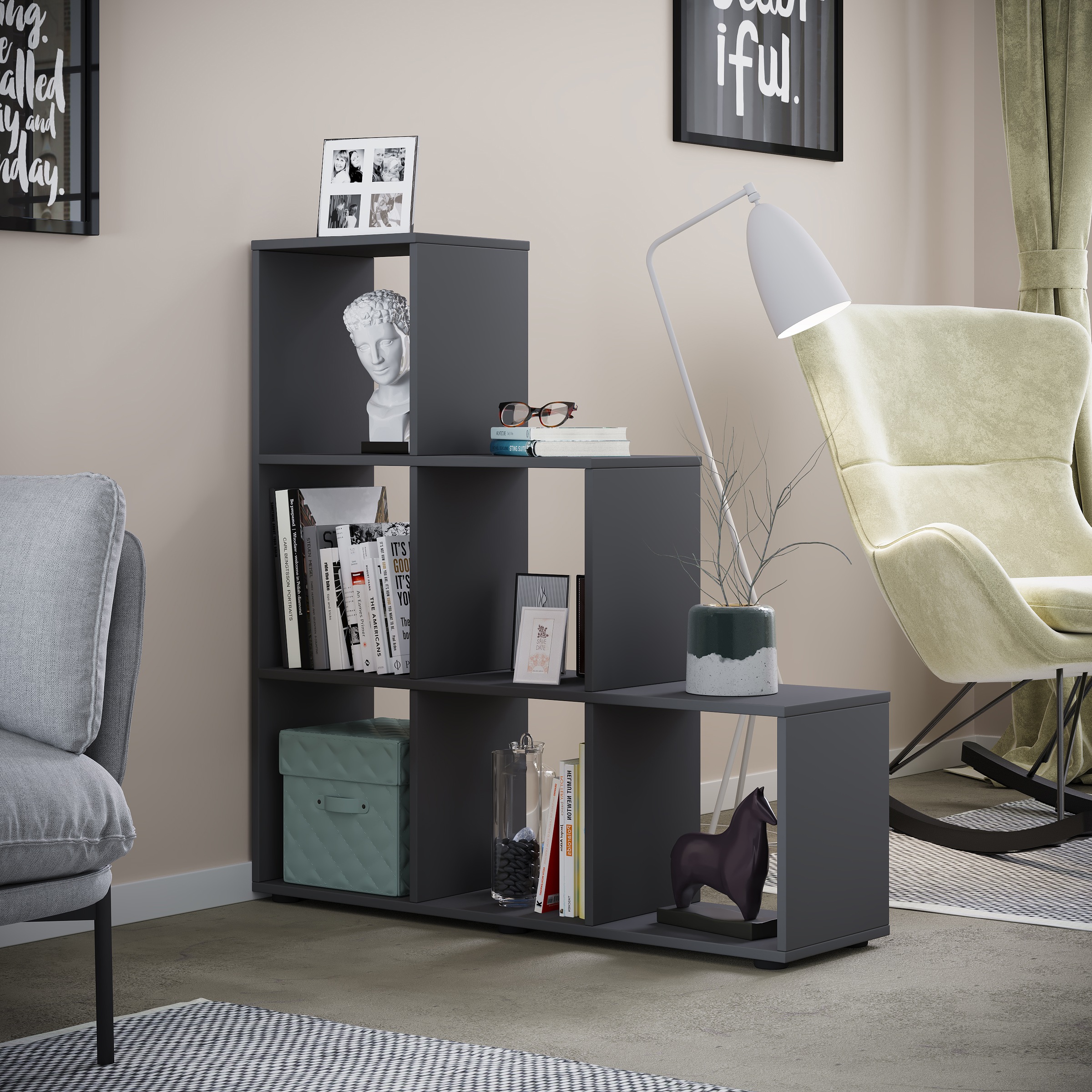 VCM Standregal »Holz Stand Treppenregal Regal 6 Fächer Nitas«